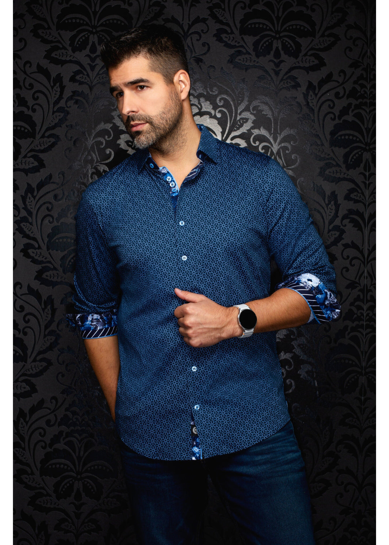AU NOIR Chemise extensible manches longues NELUMBO - 3 couleurs disponibles