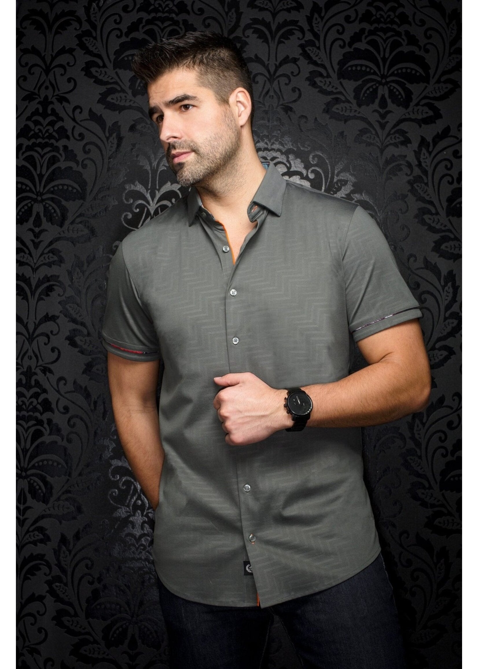 AU NOIR Men's stretch short sleeves shirt-DIVENERE