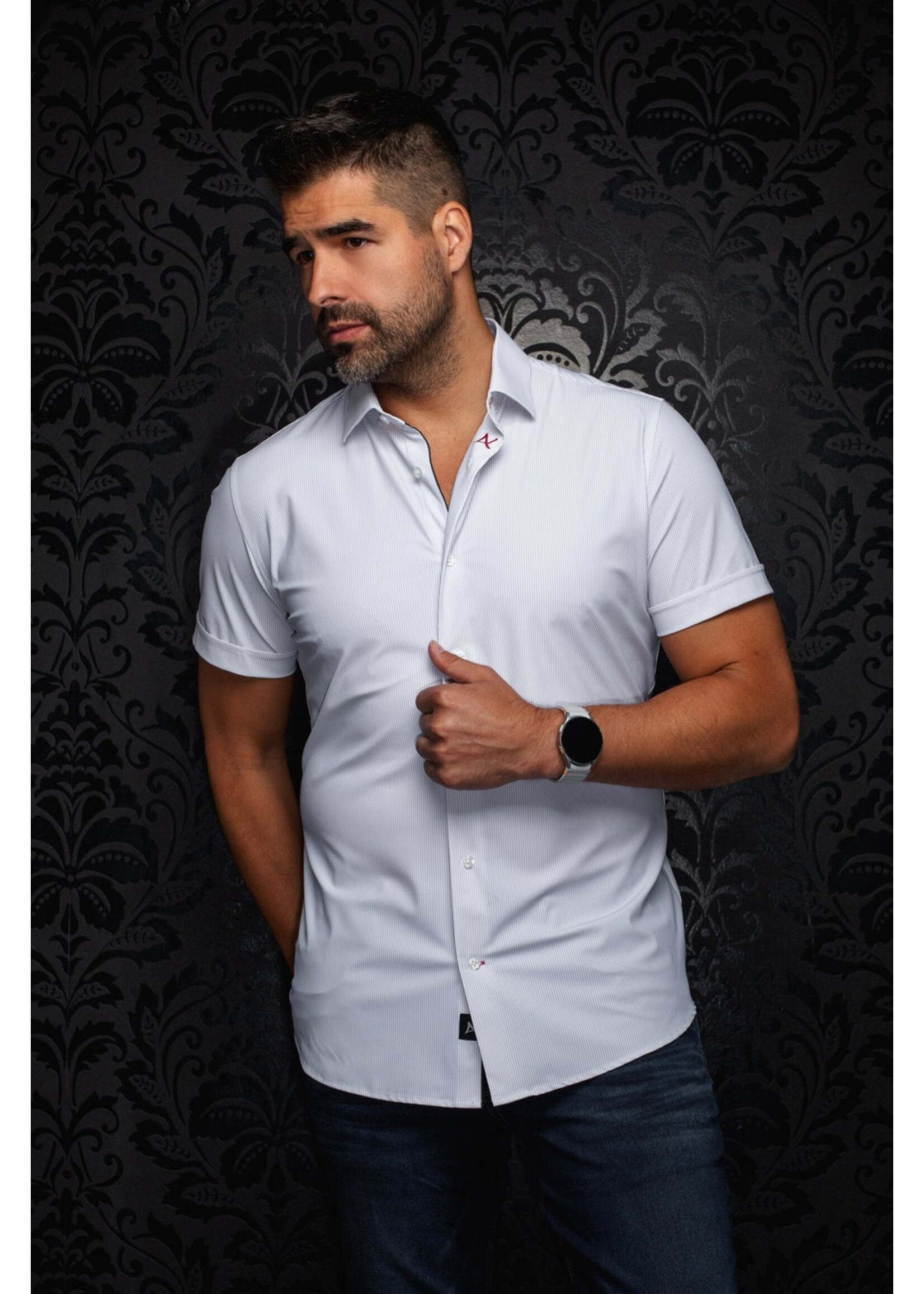 AU NOIR Chemise rayée ton sur ton à base de nylon Au Noir - NICK(SS) STRP