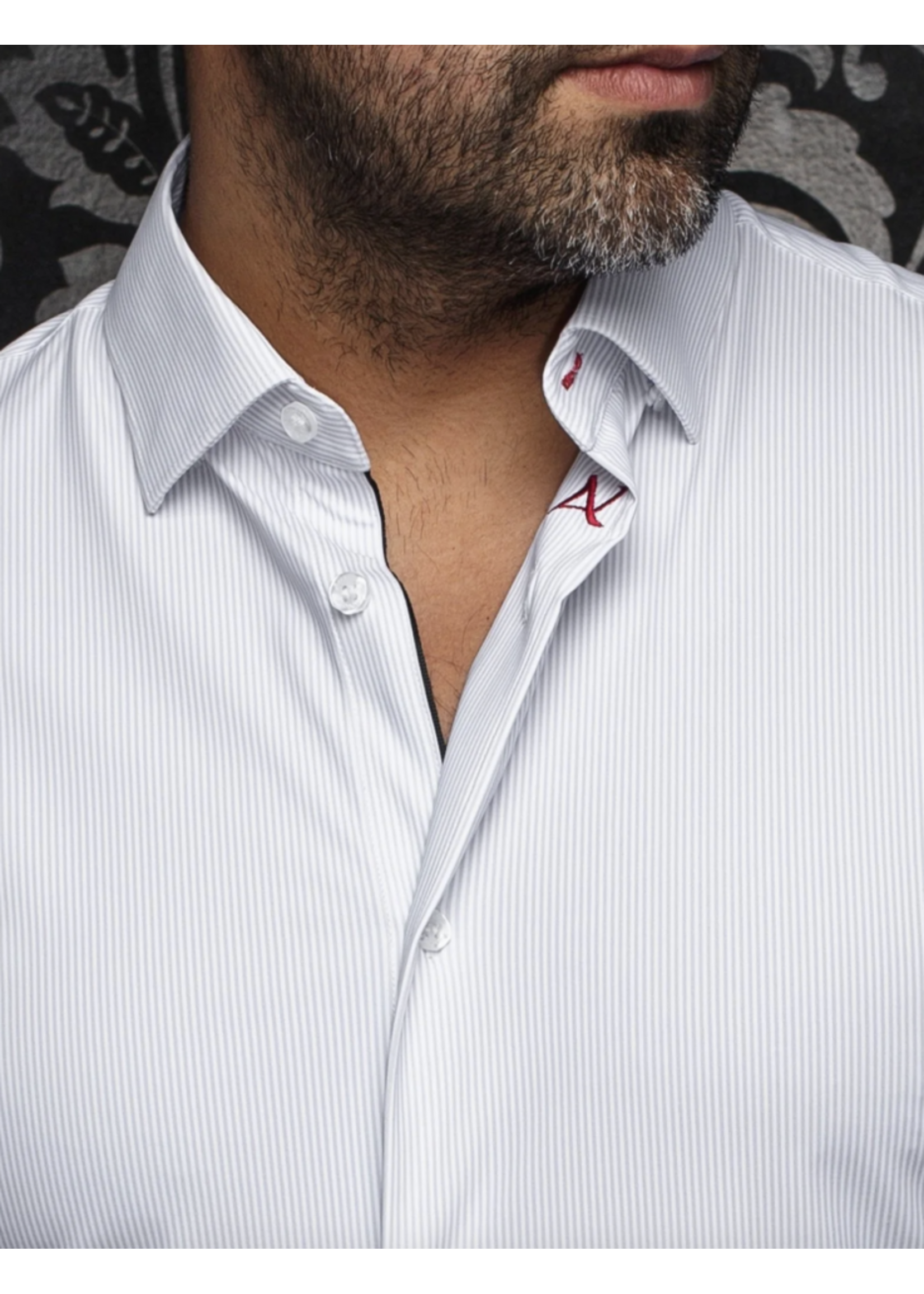 AU NOIR Chemise AU NOIR ML rayée ton sur ton à base de nylon - NICOLAS STRP