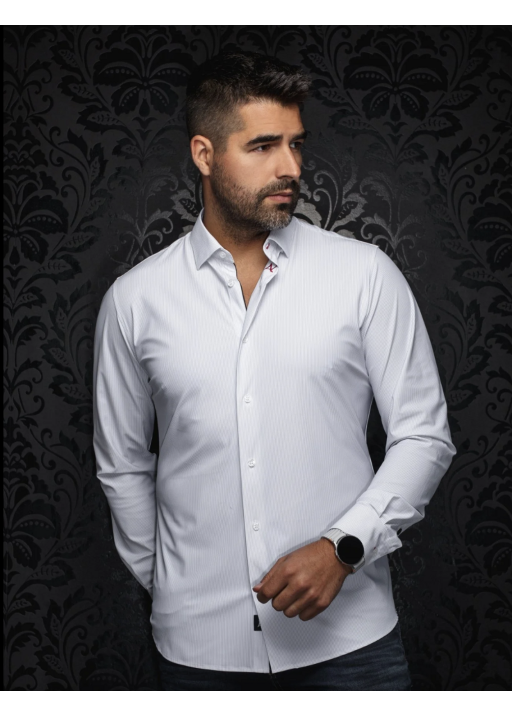 AU NOIR Chemise AU NOIR ML rayée ton sur ton à base de nylon - NICOLAS STRP