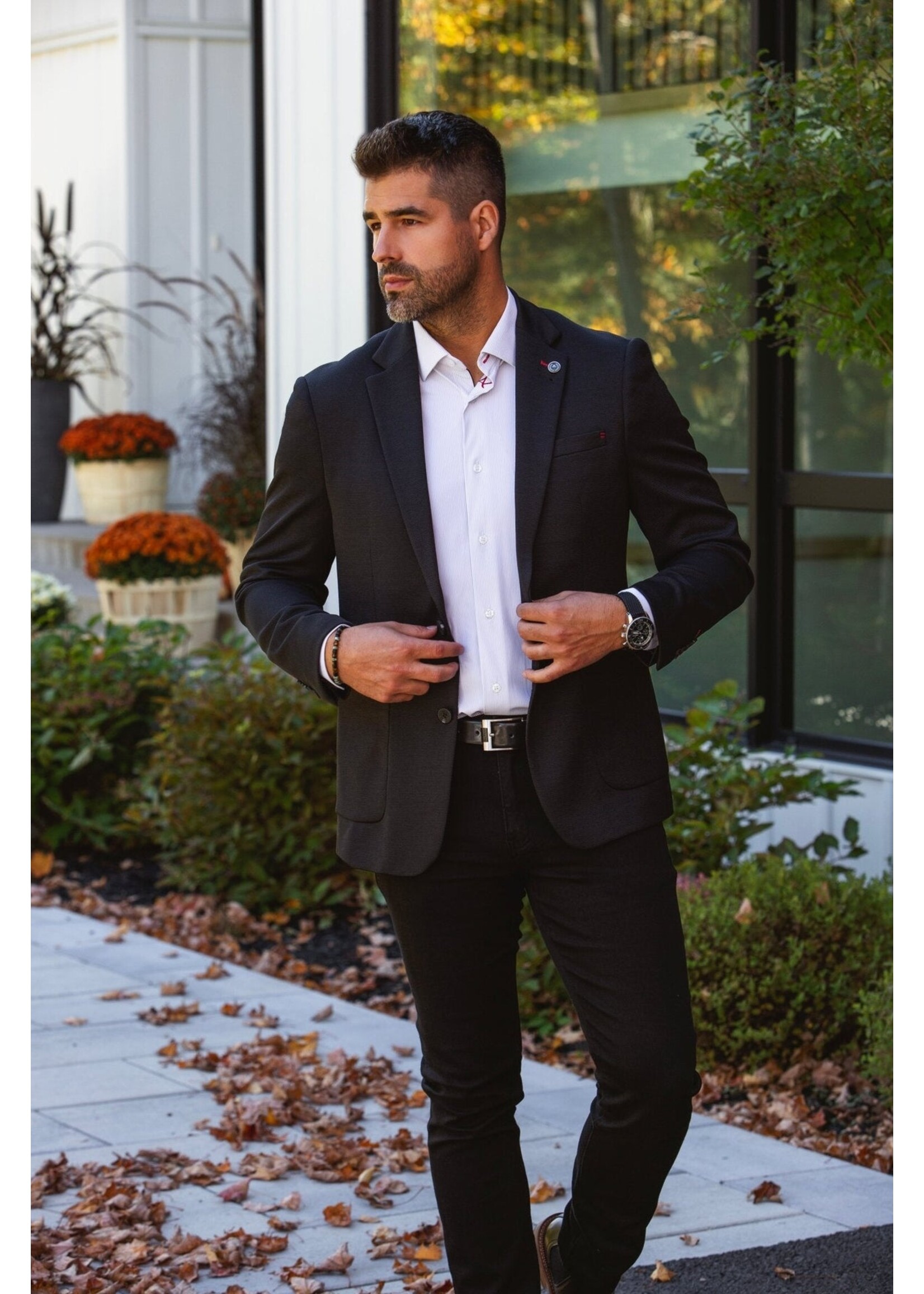 AU NOIR Chemise AU NOIR ML rayée ton sur ton à base de nylon - NICOLAS STRP