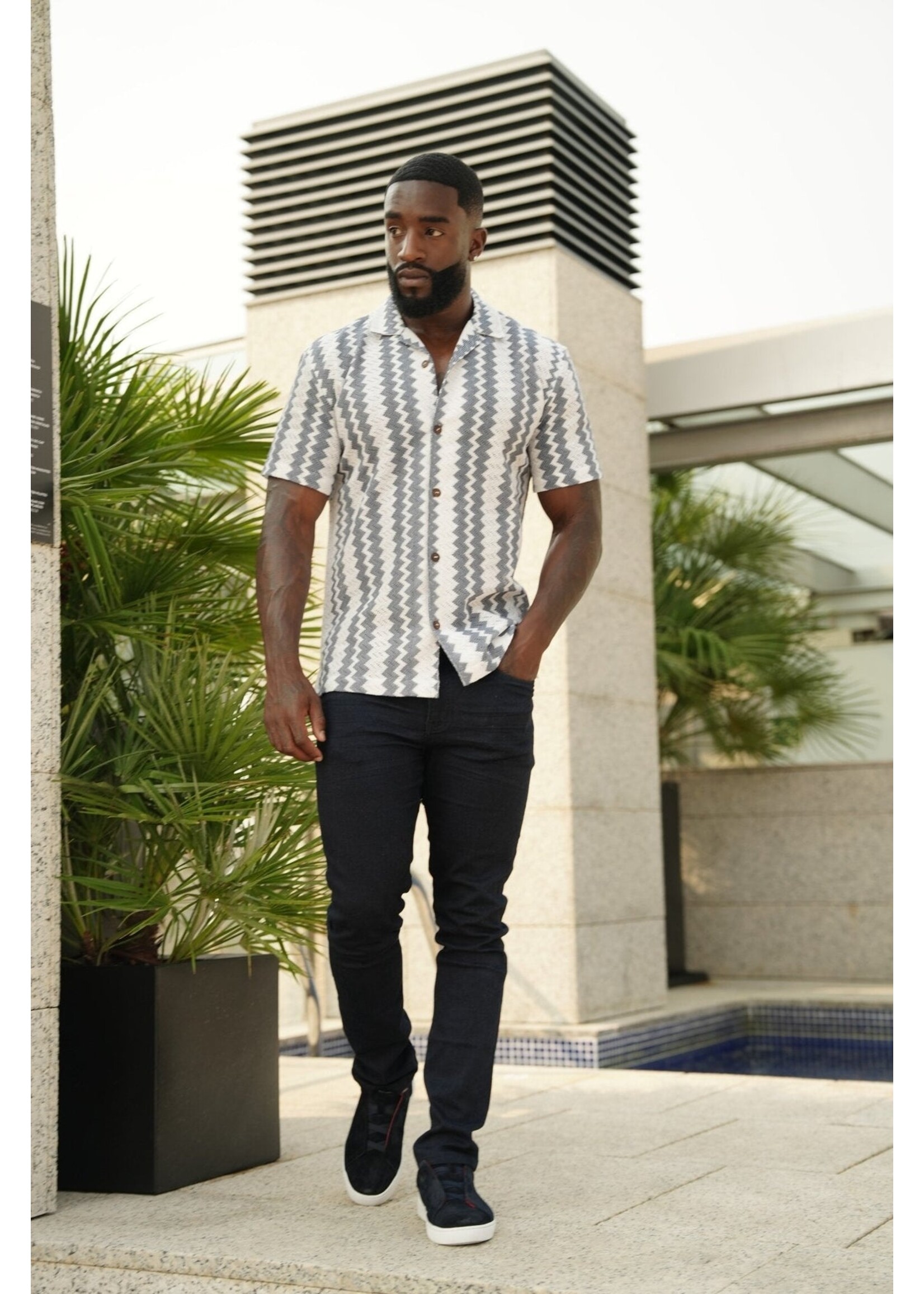 AU NOIR Short Sleeve Open Collar Shirt AU NOIR - RAJ-T