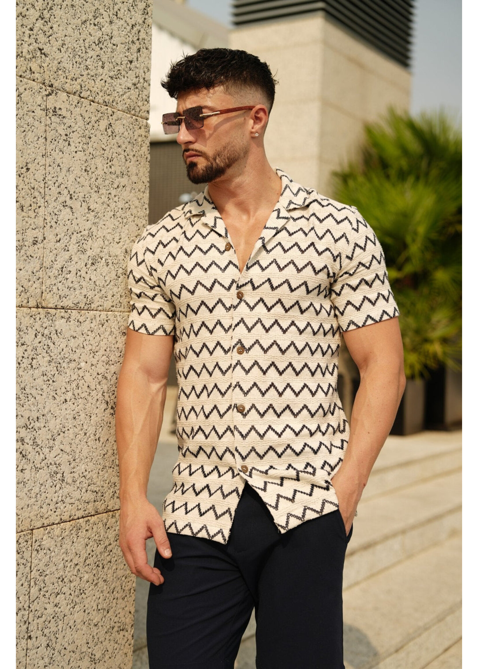 AU NOIR Short Sleeve Open Collar Shirt AU NOIR - RAJ-T