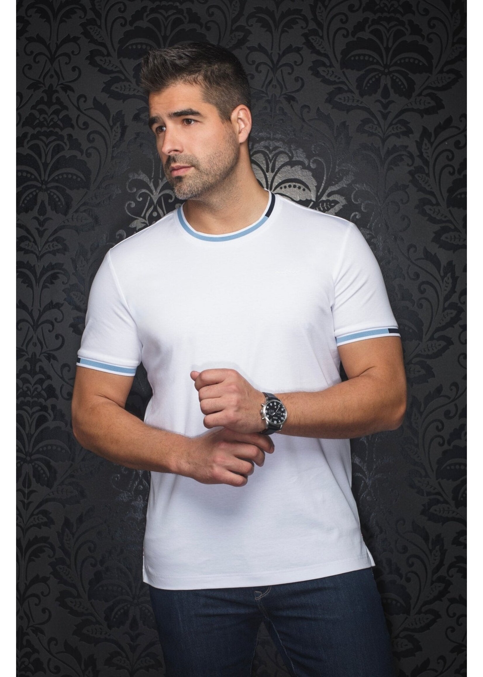 AU NOIR T-shirt round neck C-HARDEN - White Blue