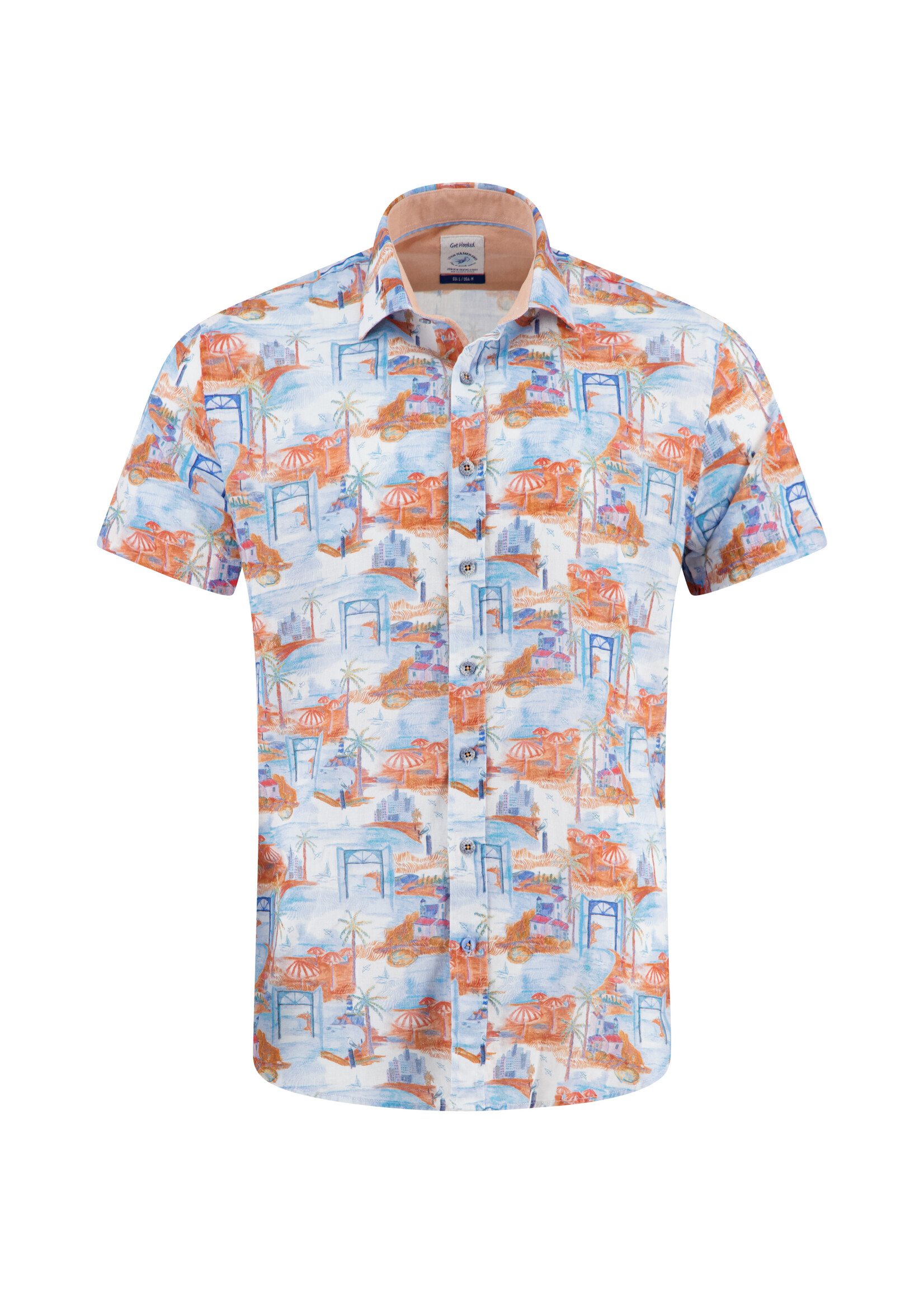 A FISH NAMED FRED Chemise mc imprimé coton/lin AFNF - ISLAND