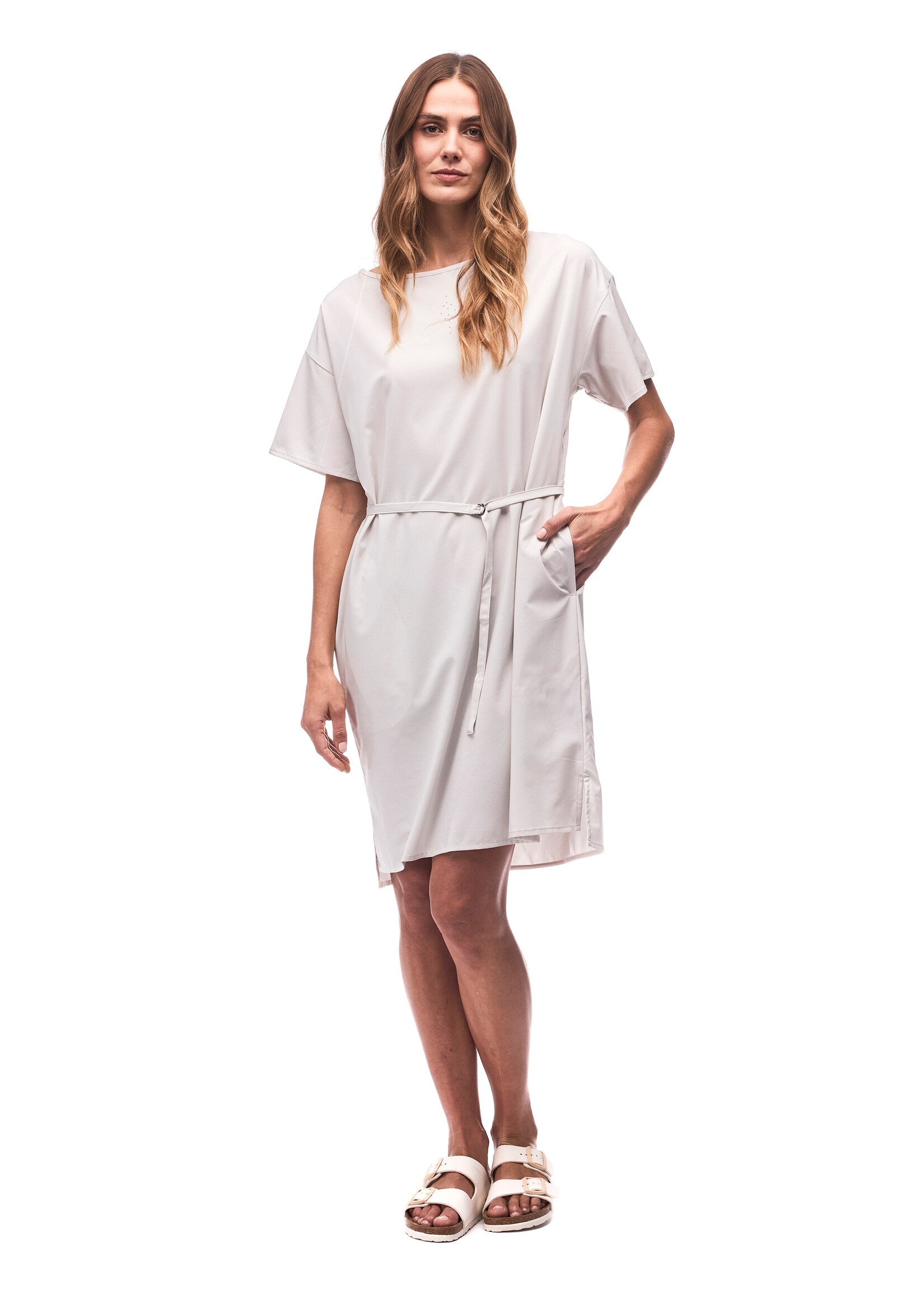INDYEVA Robe légère mc tissu extensible avec ceinture - LUMA - 2 couleurs disponibles