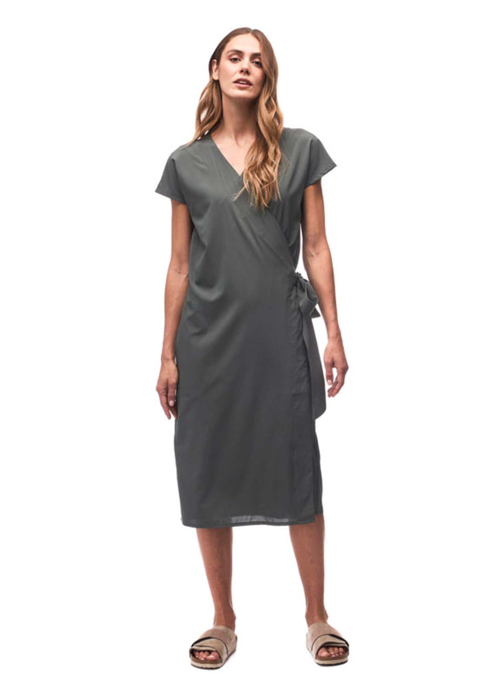 INDYEVA Robe légère en tissu extensible cache-coeur - KAVITA - 3 couleurs disponibles