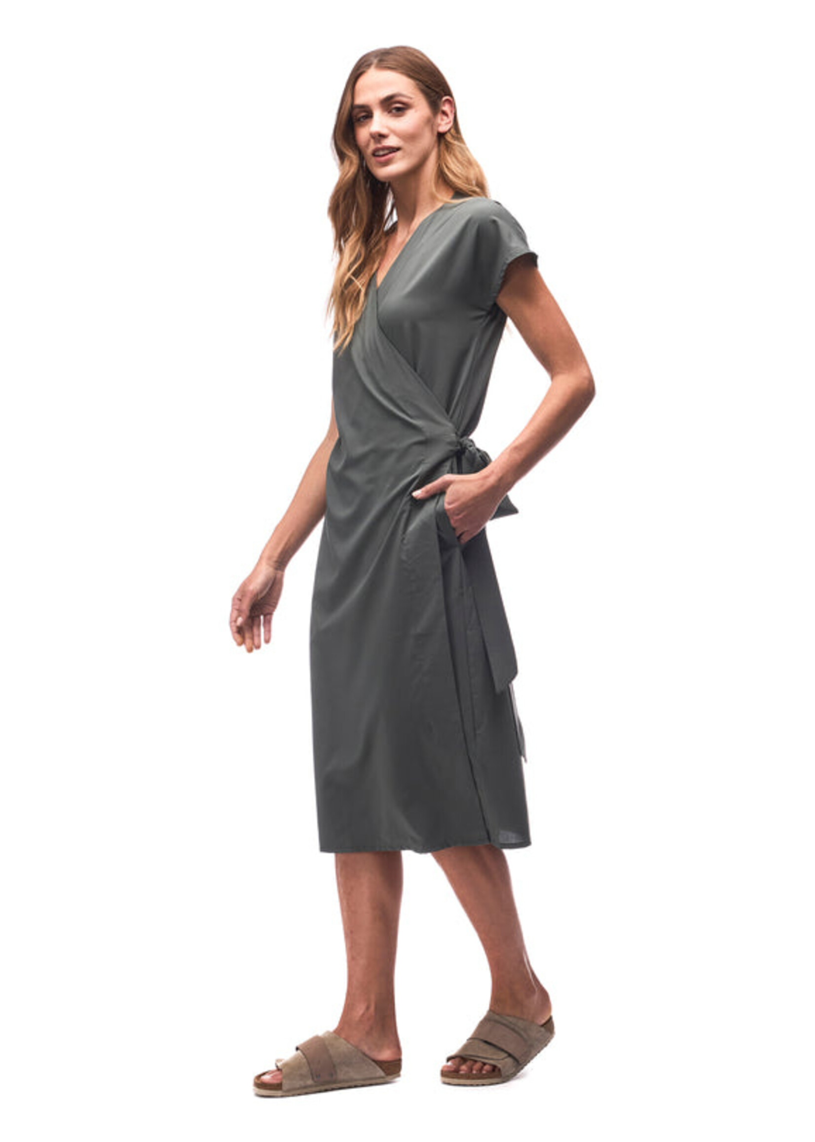 INDYEVA Robe légère en tissu extensible cache-coeur - KAVITA - 3 couleurs disponibles
