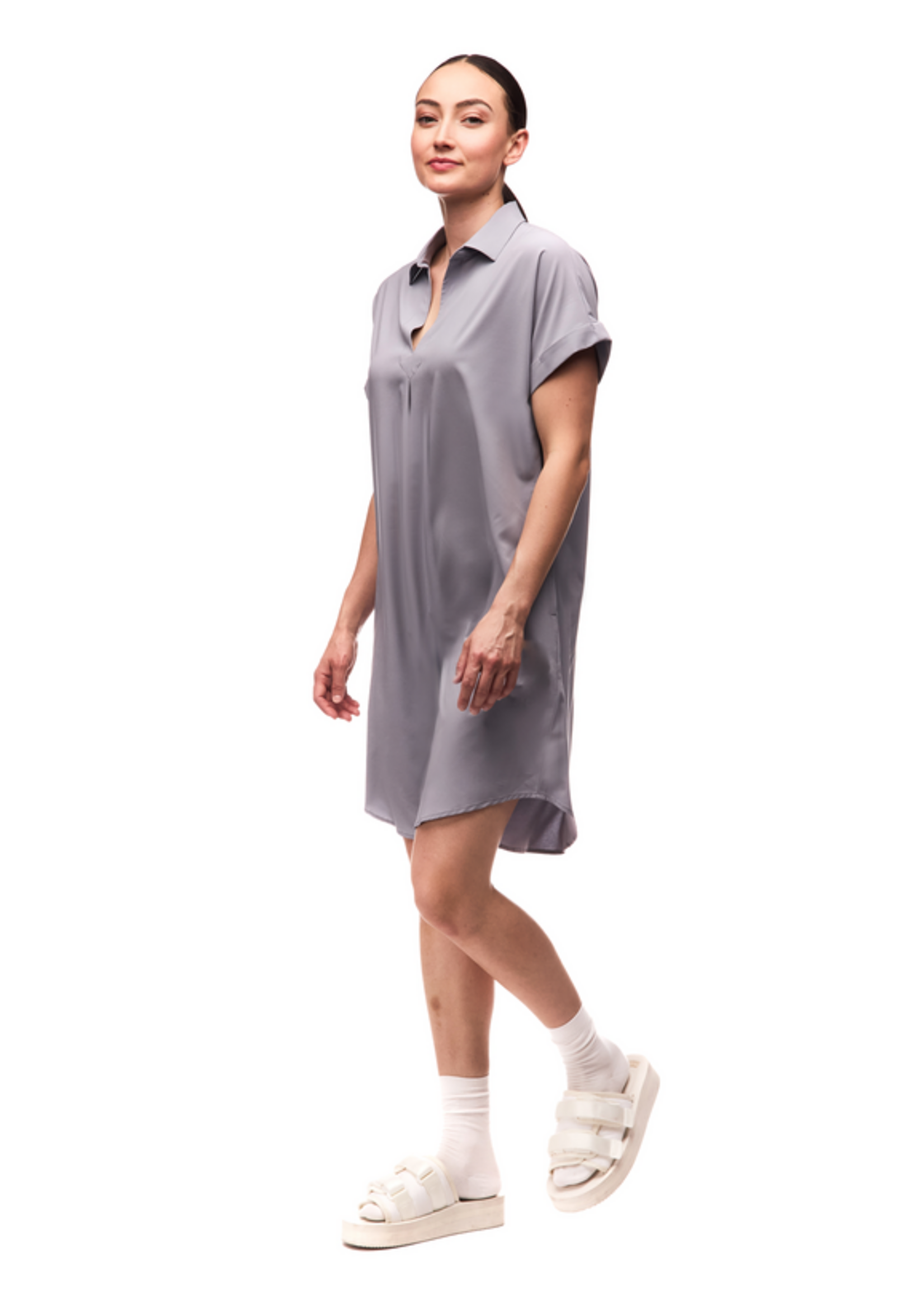 INDYEVA Robe chemise légère tissée extensible  -FRIVOL- 8 couleurs disponibles