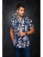 AU NOIR Short-sleeved stretch knit shirt in black - BRASILIA