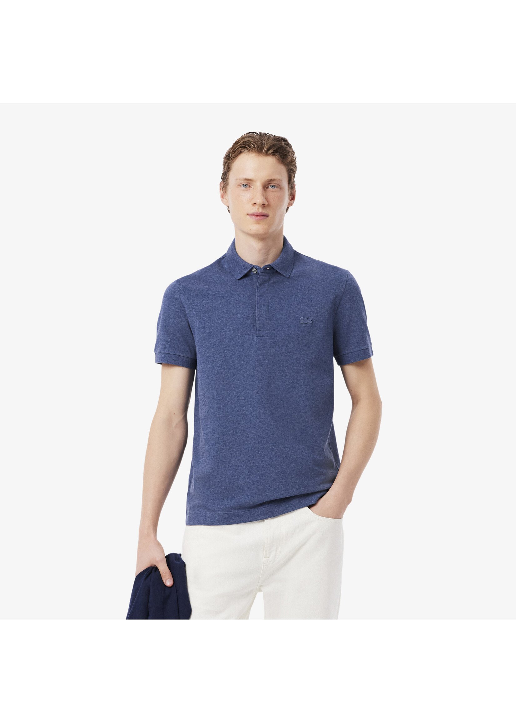 LACOSTE Polo Smart Paris en piqué de coton stretch pour homme-BLEU CHINÉ