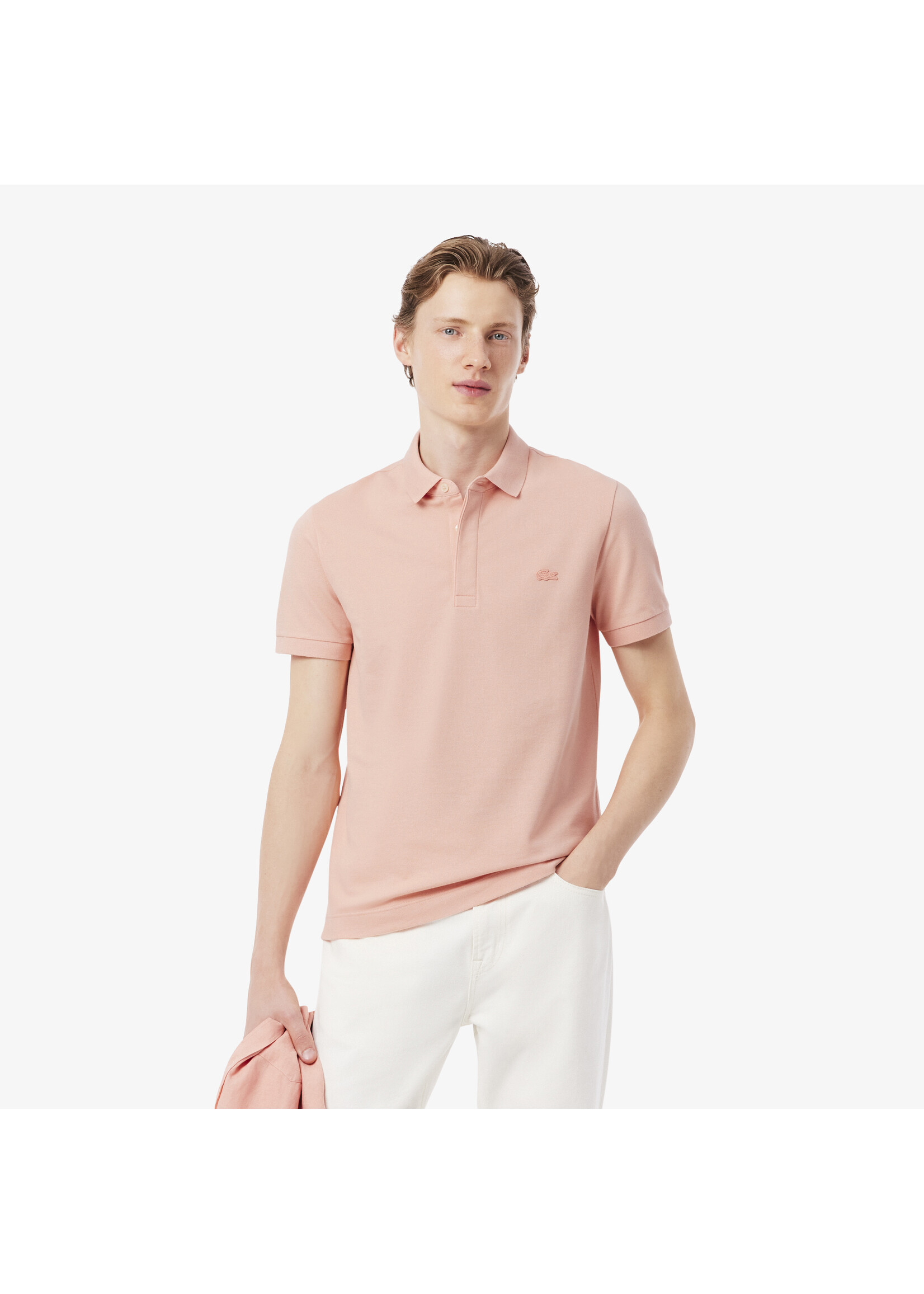 LACOSTE Polo Smart Paris en piqué de coton stretch pour homme-SAUMON