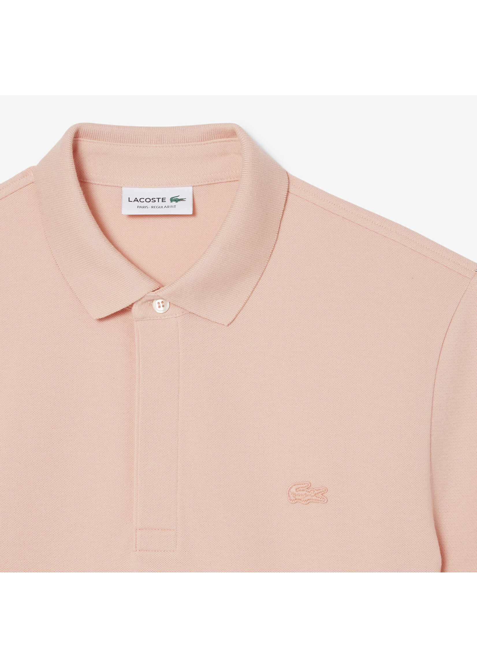LACOSTE Men's Regular Fit Paris Stretch Piqué Polo-SALMOND