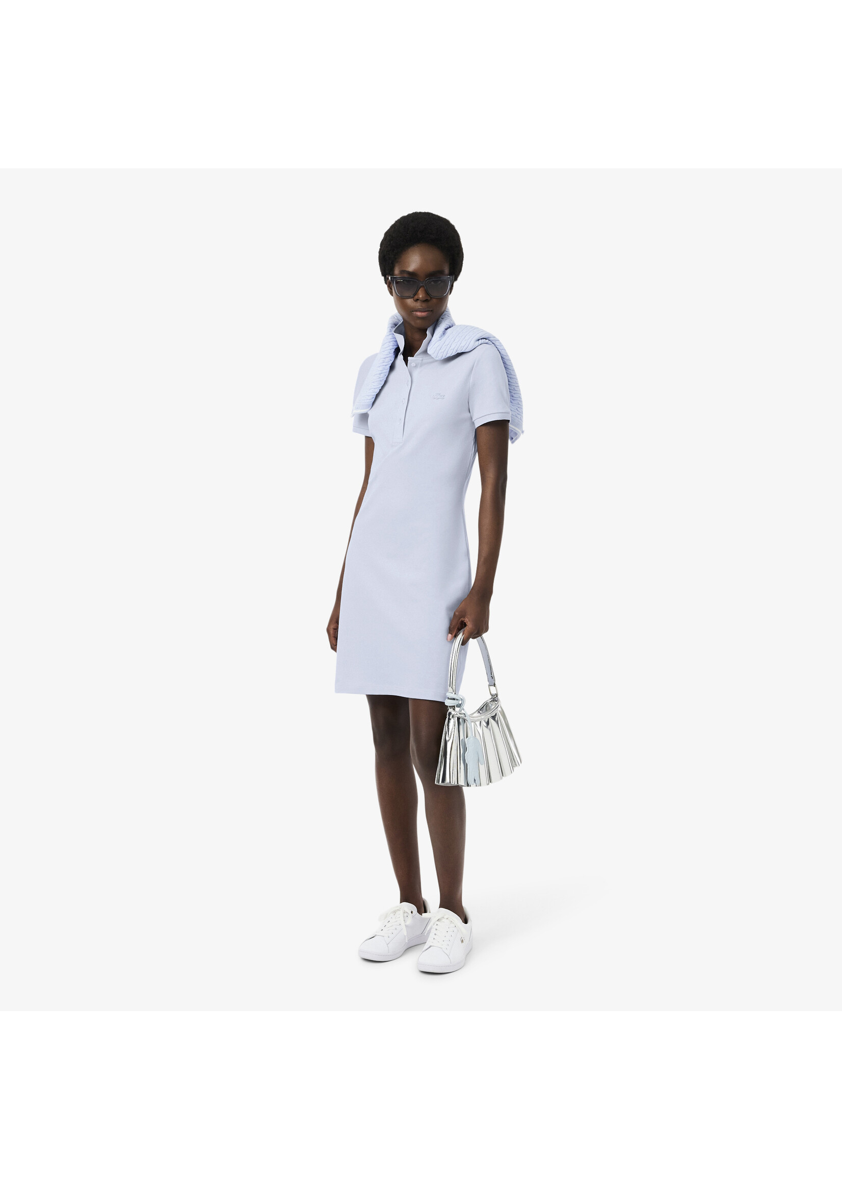 LACOSTE Slim-fit polo dress in stretch mini Piqué- PHOENIX BLUE