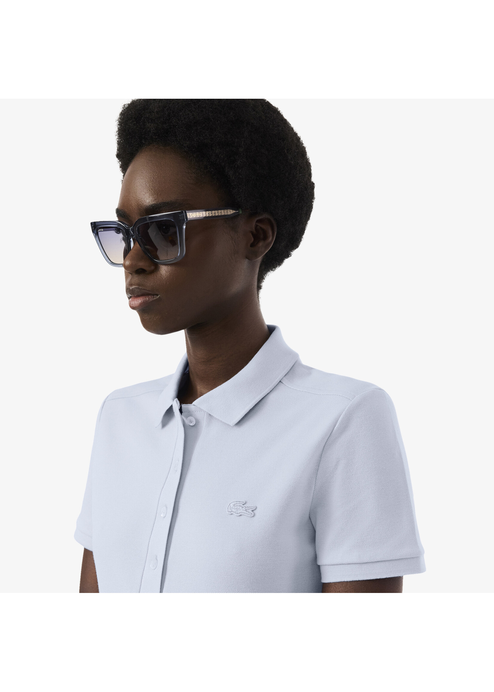LACOSTE Robe polo en piqué de coton extensible-BLEU PHOENIX