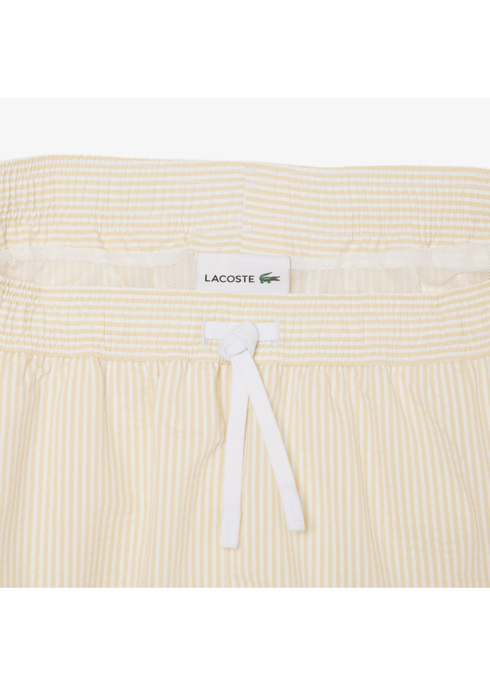 LACOSTE Men's Mid Length Striped Textured Swim Trunks - available in 3 colors