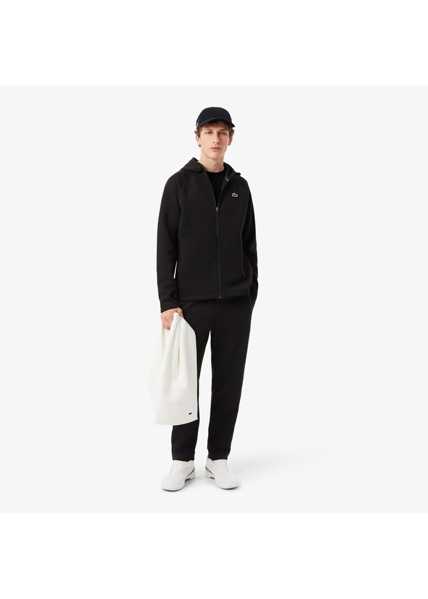 LACOSTE  Fleece jacket with full zip and hood - LACOSTE