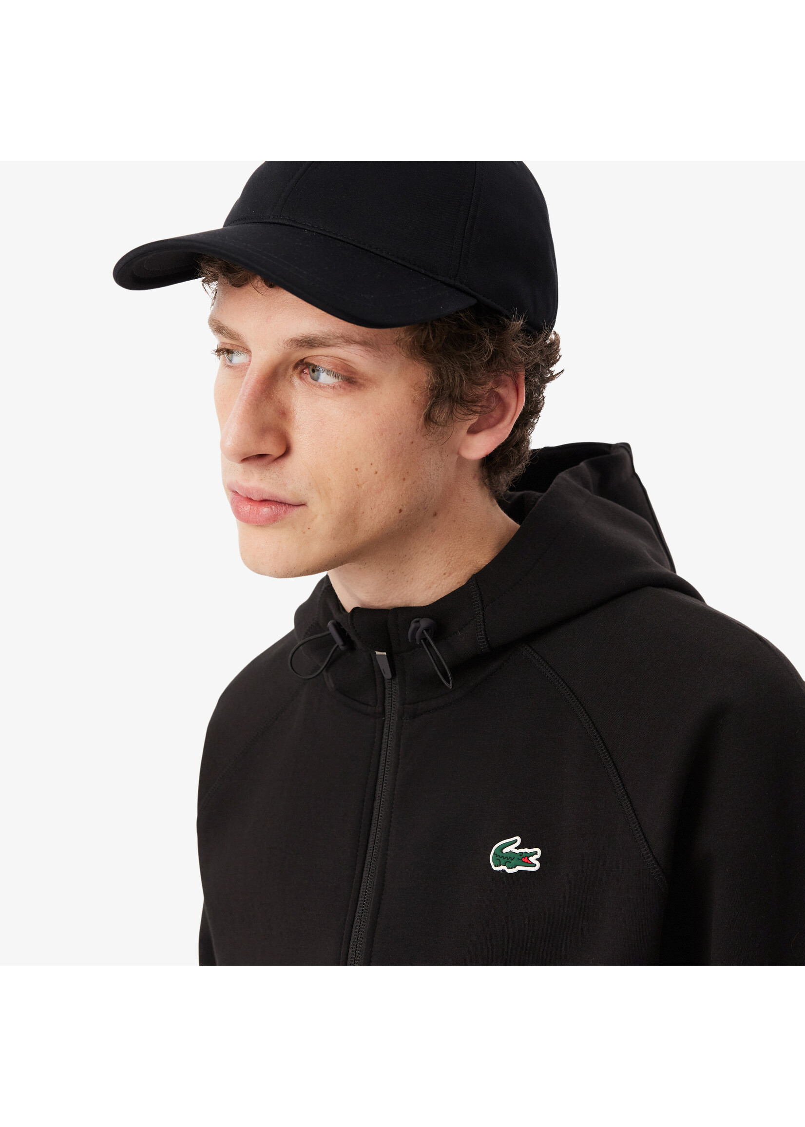 LACOSTE  Fleece jacket with full zip and hood - LACOSTE