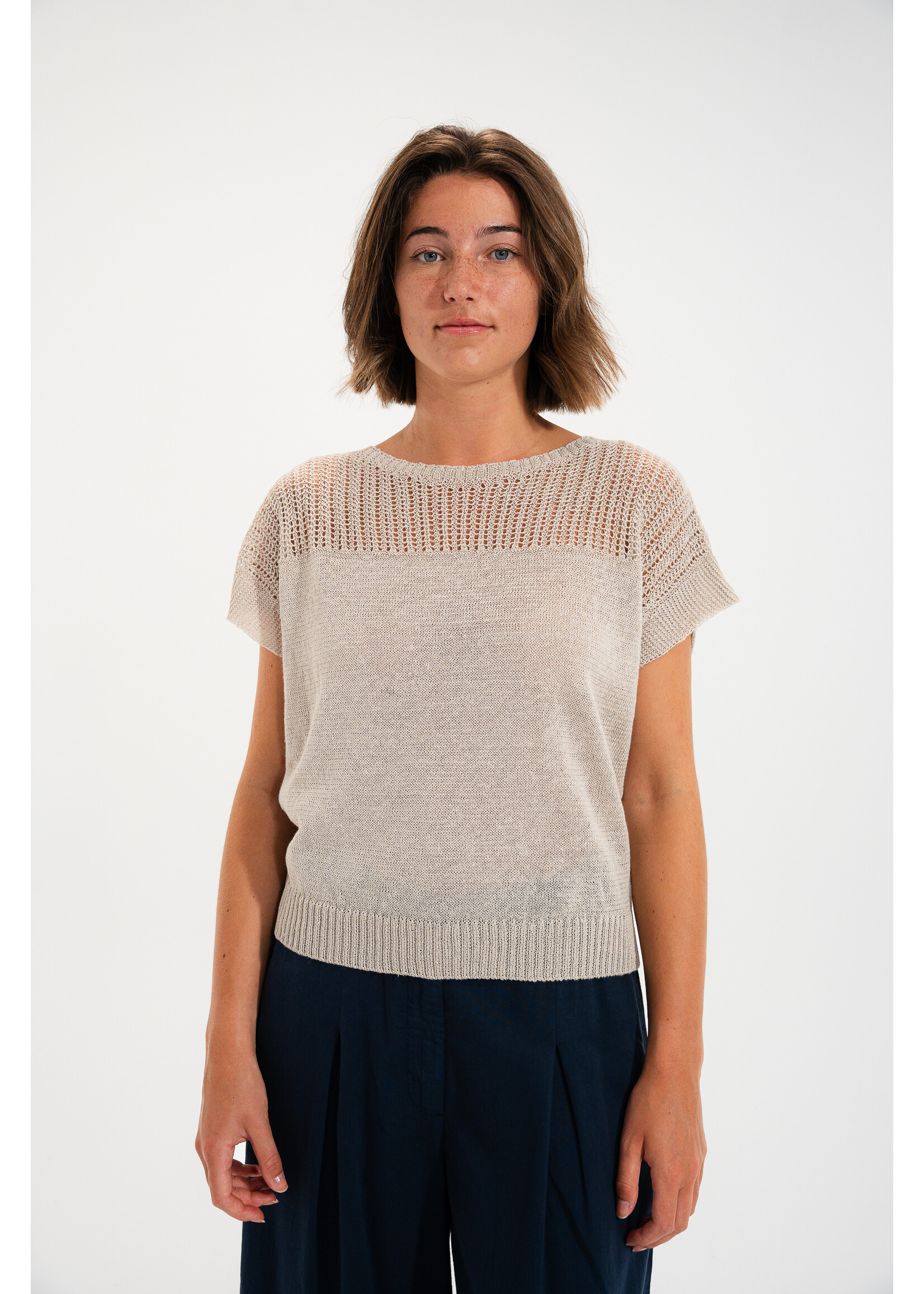 MAT DE MISAINE Tricot à demi-manches 100% lin - TOMINO