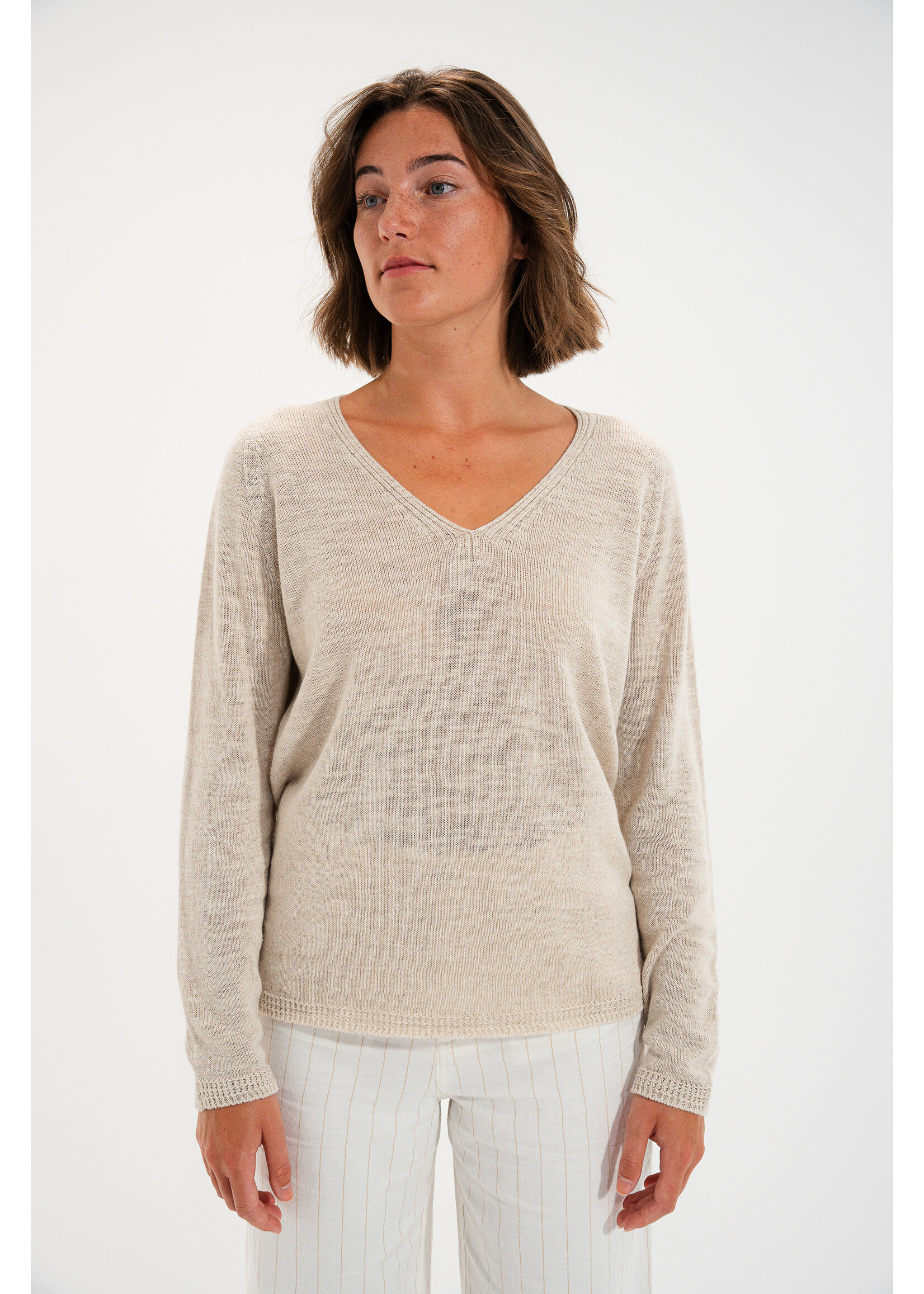 MAT DE MISAINE Tricot ML coton/lin encolure en V- TAROUDANT