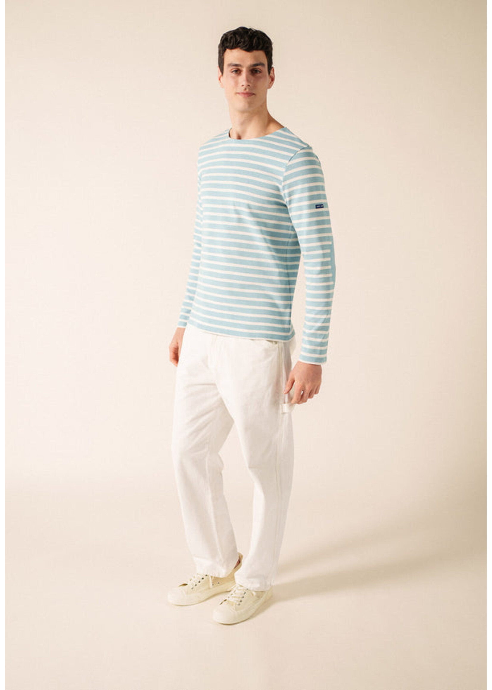 SAINT-JAMES St-James 100% cotton Breton striped shirt with elbow patches- MERIDIEN MODERNE COUD
