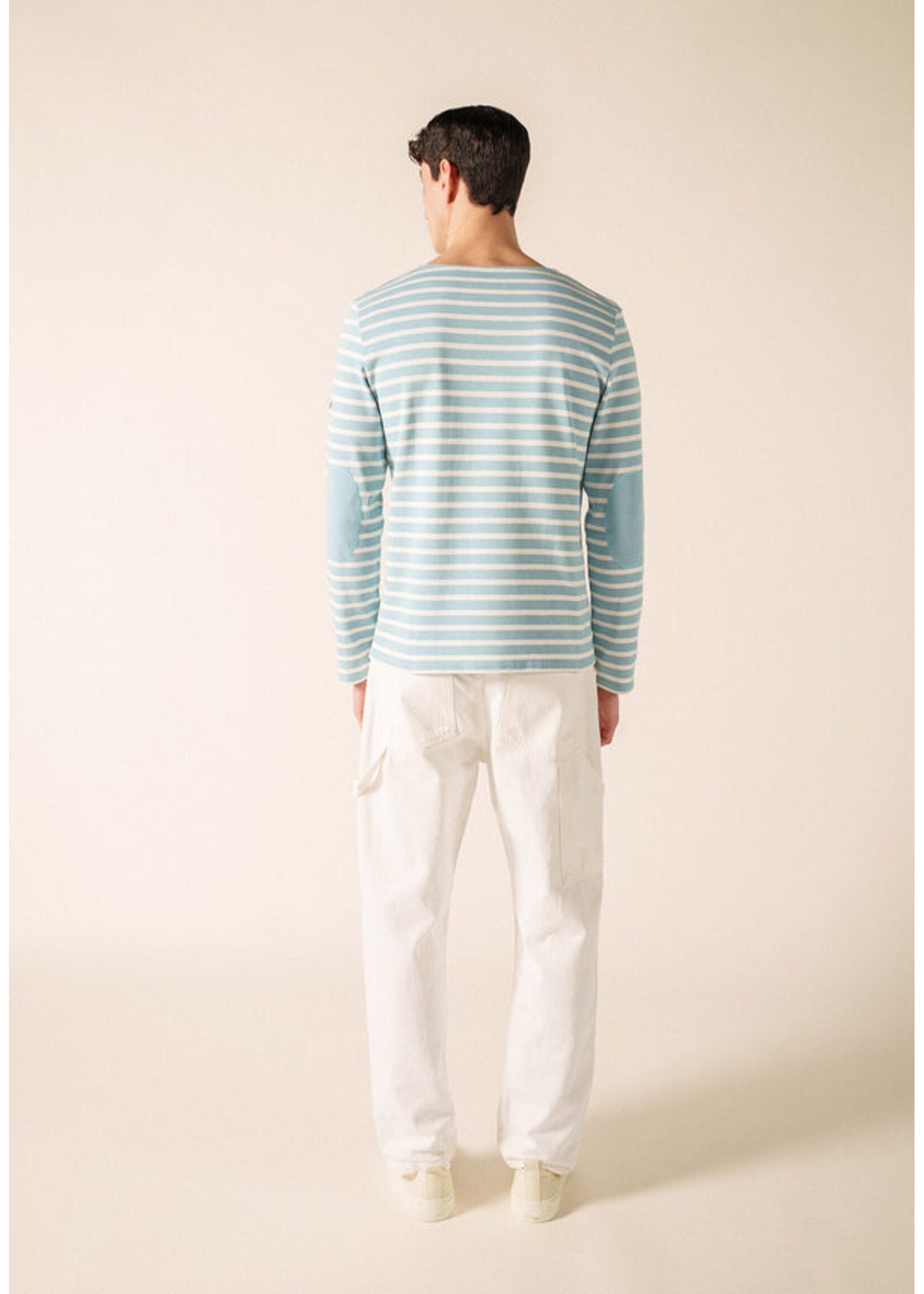 SAINT-JAMES St-James 100% cotton Breton striped shirt with elbow patches- MERIDIEN MODERNE COUD