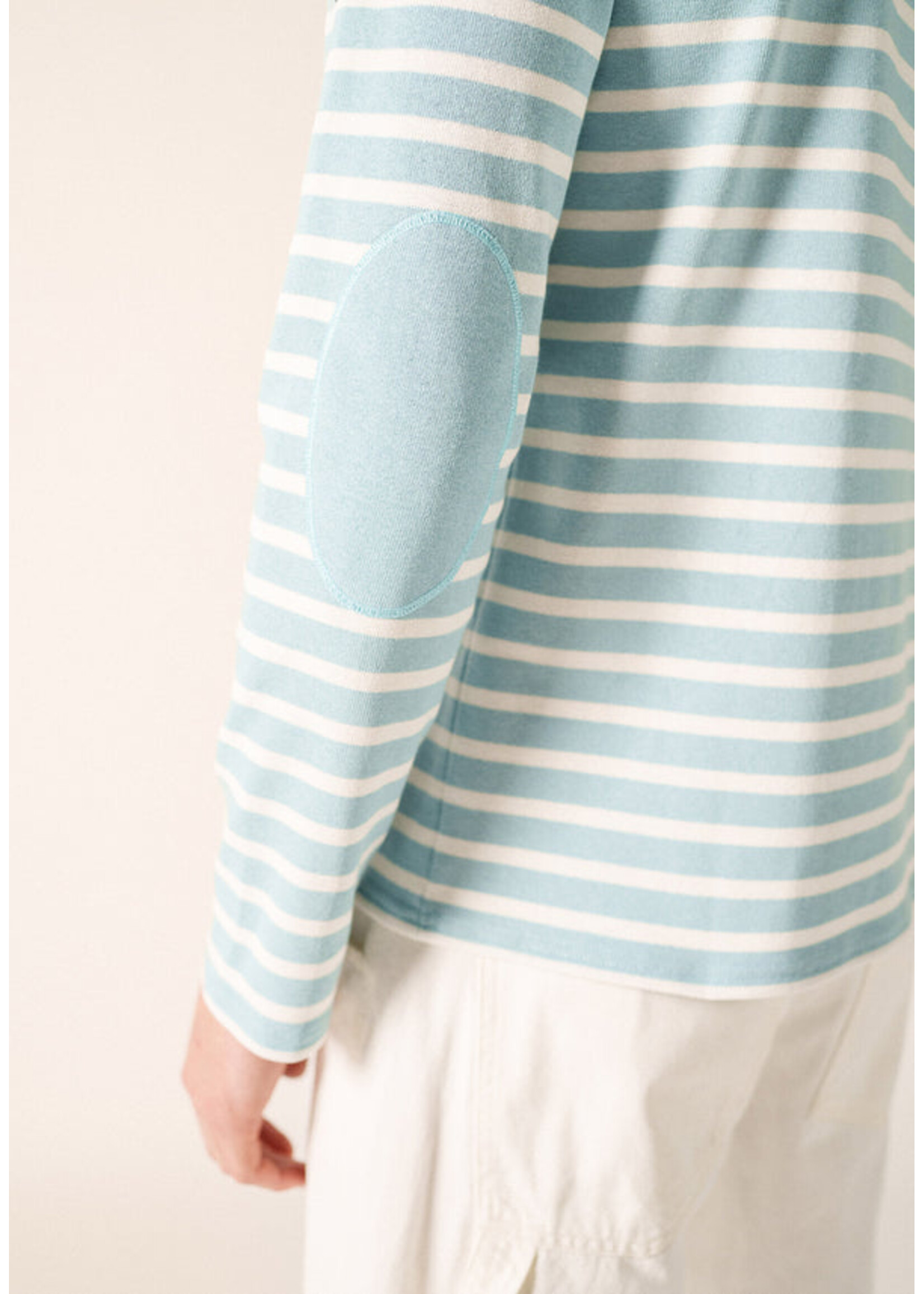 SAINT-JAMES St-James 100% cotton Breton striped shirt with elbow patches- MERIDIEN MODERNE COUD