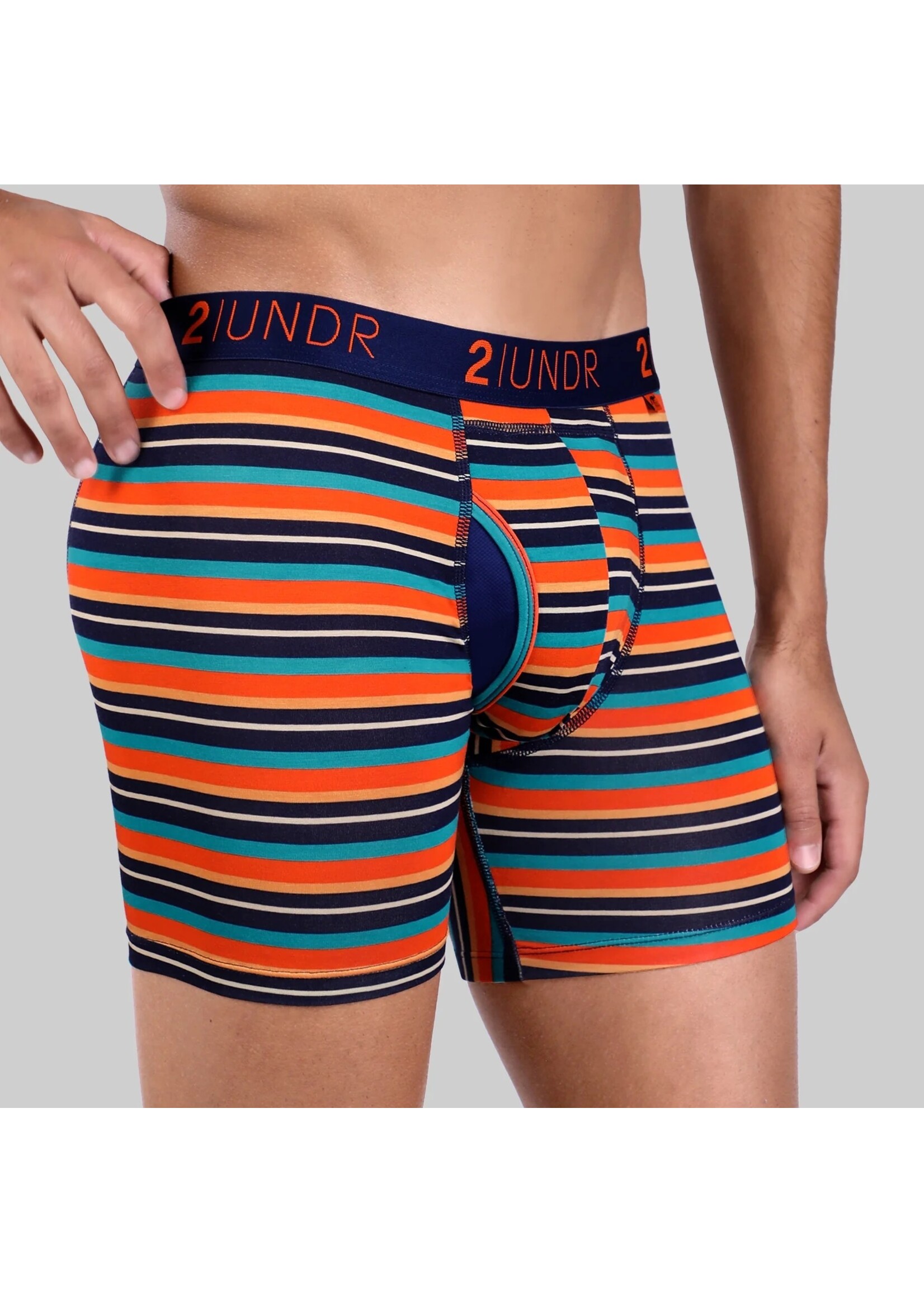 2|UNDR Boxer 6'' Swing Shift en mélange de modal avec rayures multi-Homme