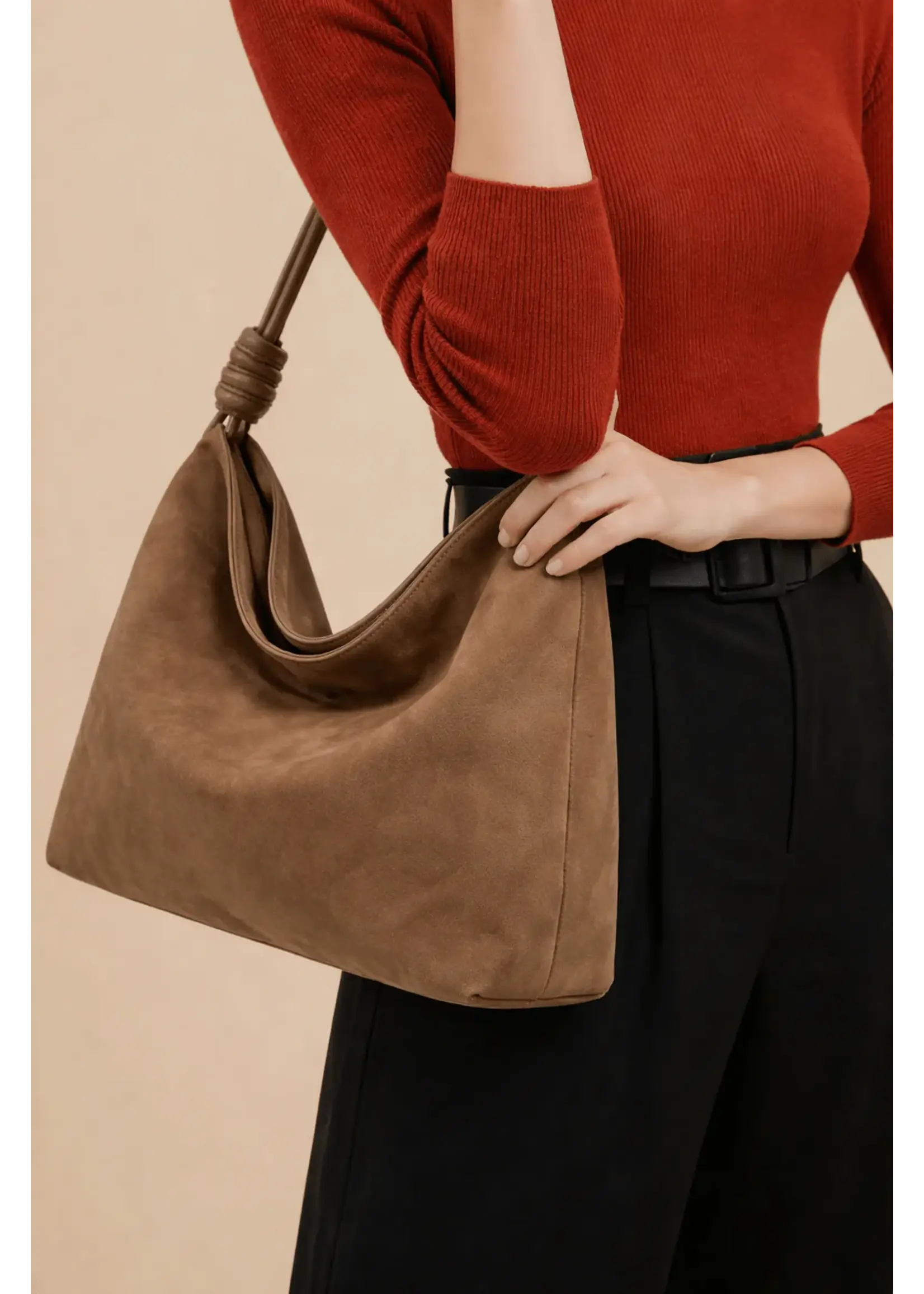 PRENELOVE Grand sac à l'épaule en simili-suède modèle Chatham - preneLOVE