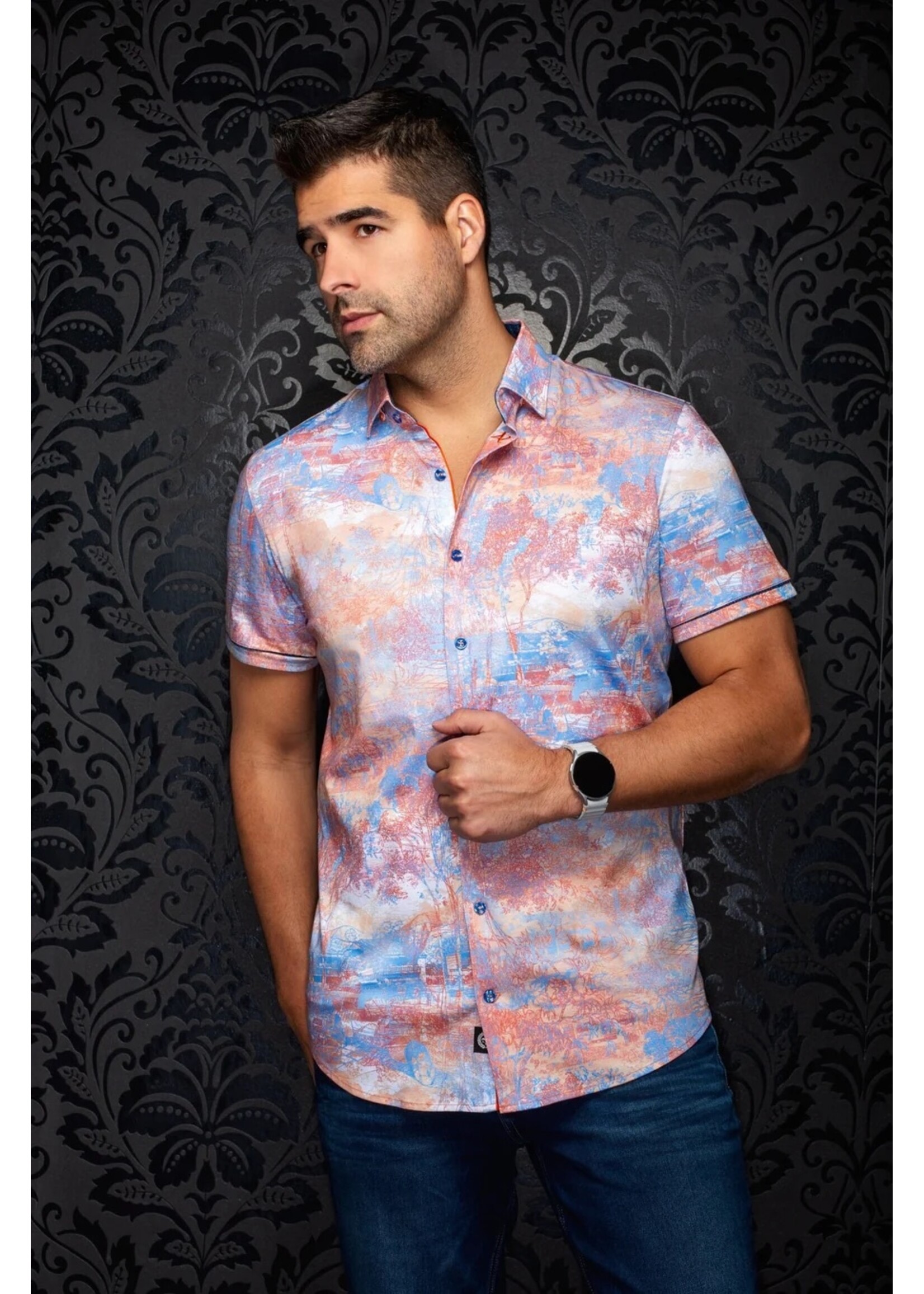 AU NOIR Chemise mc en tricot extensible Au Noir - GAVELSTON (SS)