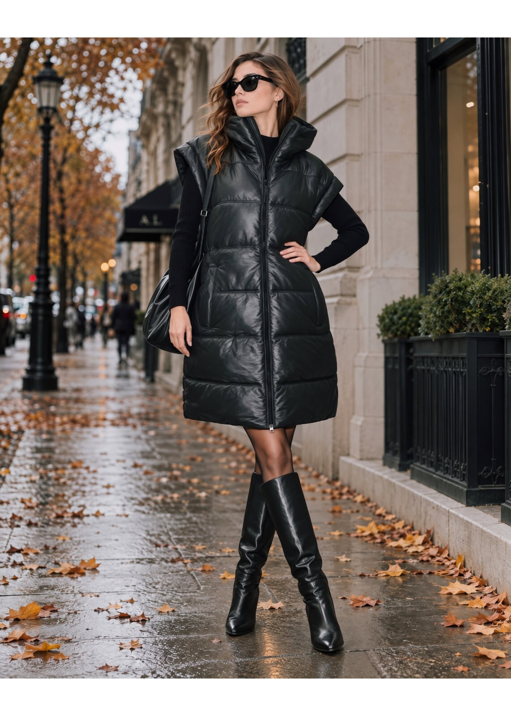 MAURITIUS Veste de cuir longue Oversize KATRIN par MAURITIUS