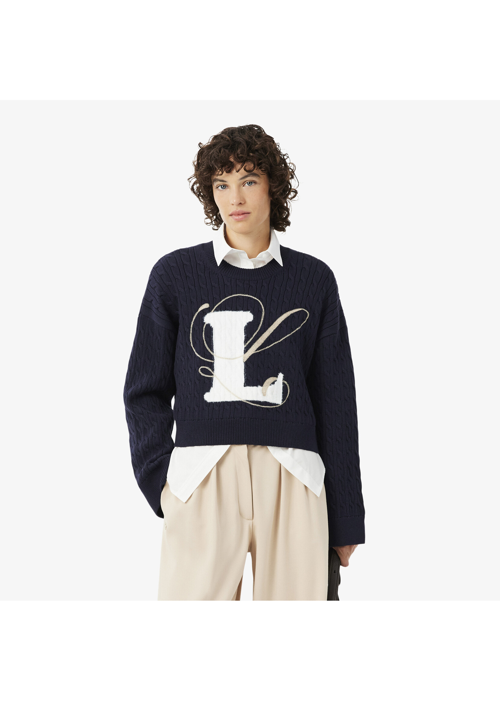 LACOSTE Chandail à col rond avec logo "L" - LACOSTE - 2 couleurs disponibles