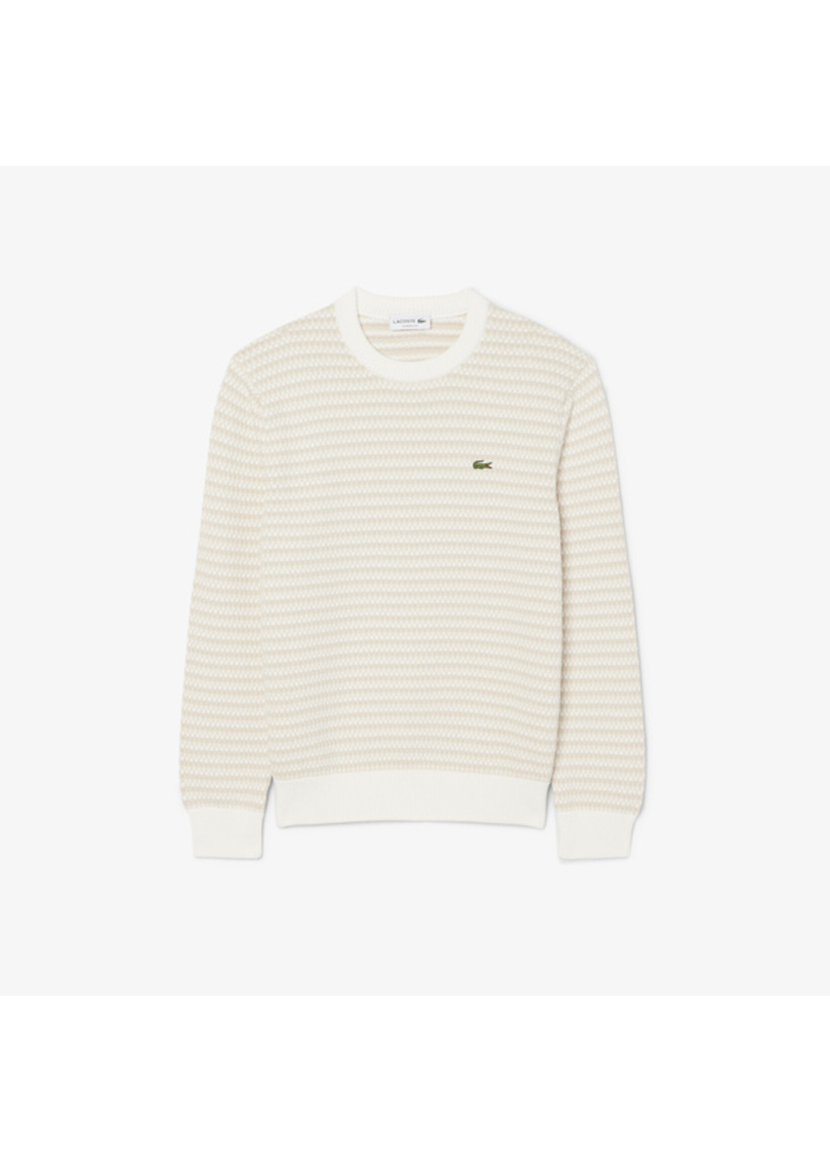 LACOSTE Pull col rond motif jacquard en mélange de coton - LACOSTE