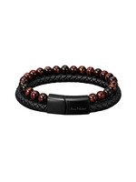 AU NOIR Bracelet set with braided and beaded texture | SQUAD Black Red Tiger