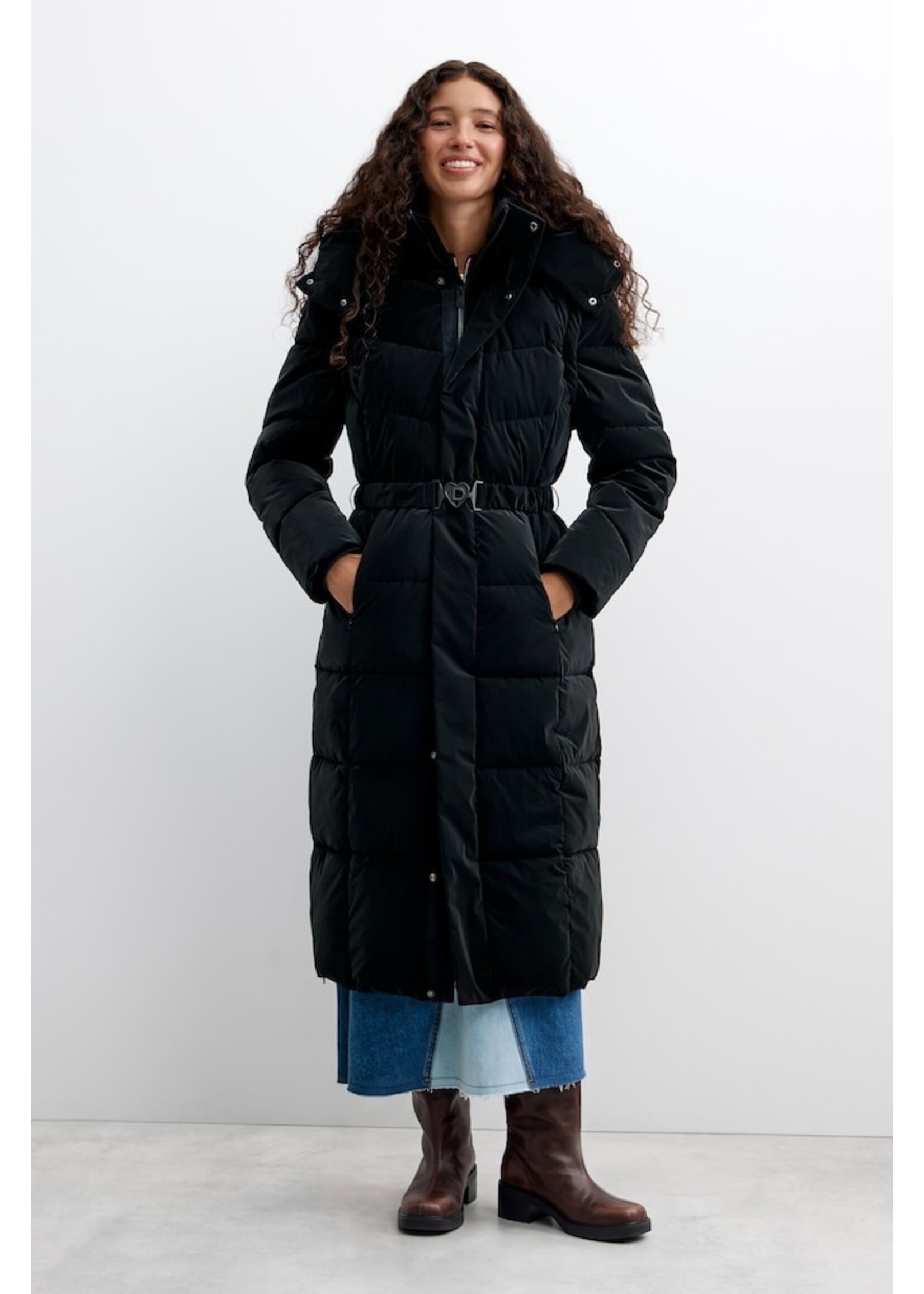 DESIGUAL WOMAN WOVEN PADDED LONG OVERCOAT by  DESIGUAL