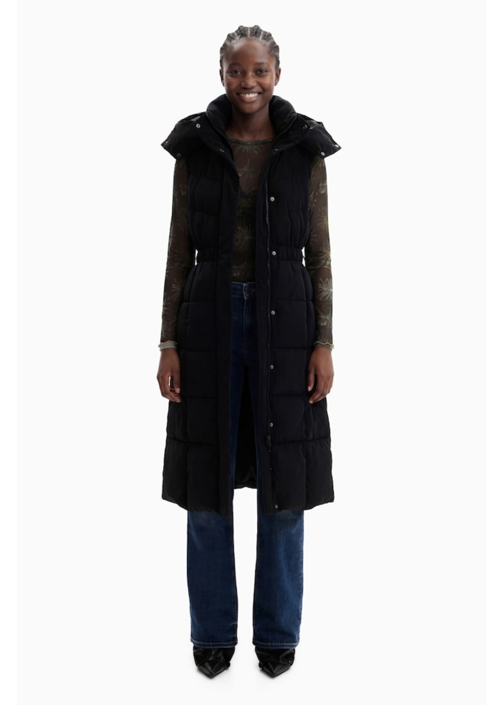DESIGUAL WOMAN WOVEN PADDED LONG OVERCOAT by  DESIGUAL