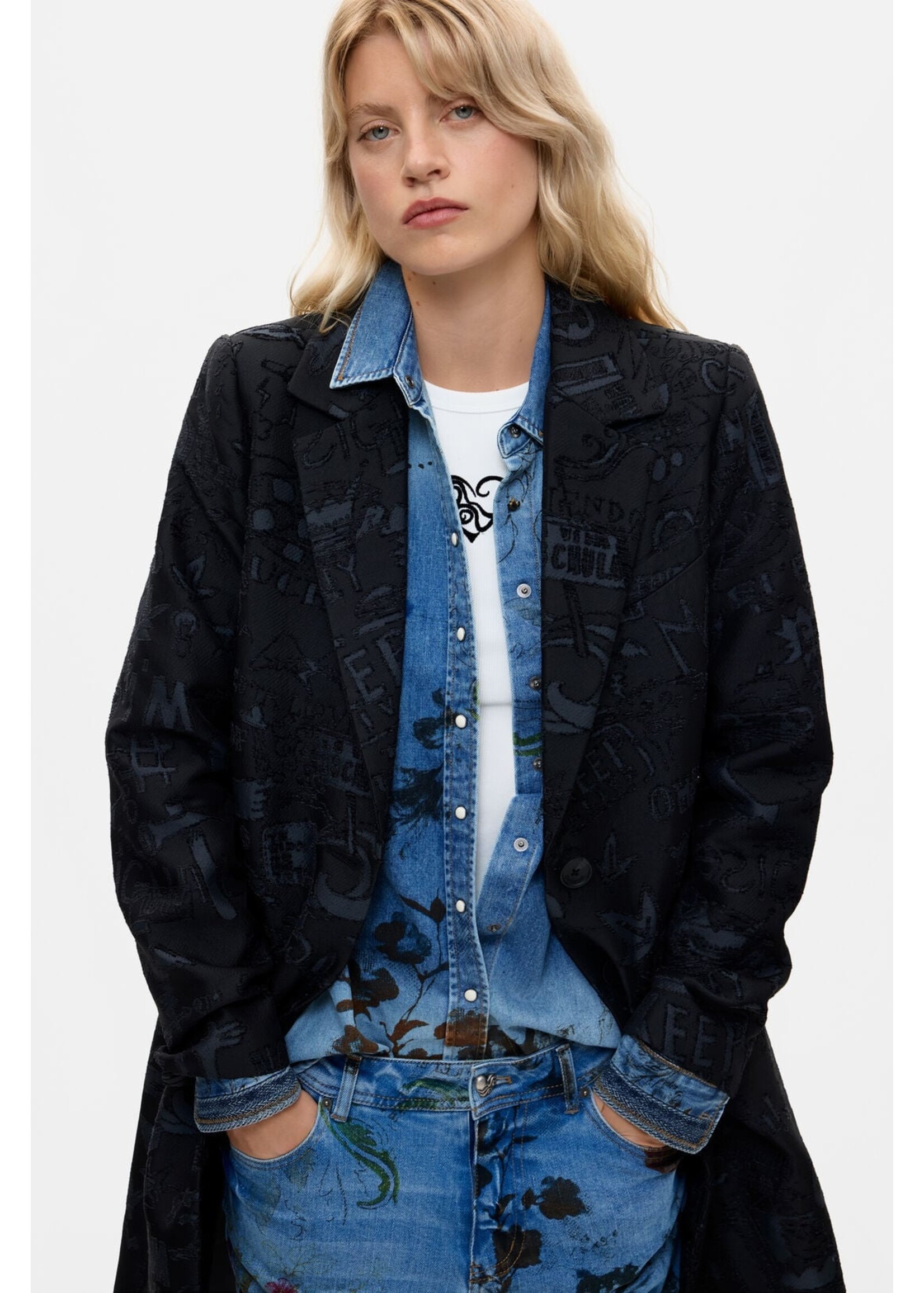DESIGUAL Manteau long à motifs ton sur ton GINNY par DESIGUAL
