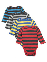 Leveret Boys Striped 4 Pack Onesies