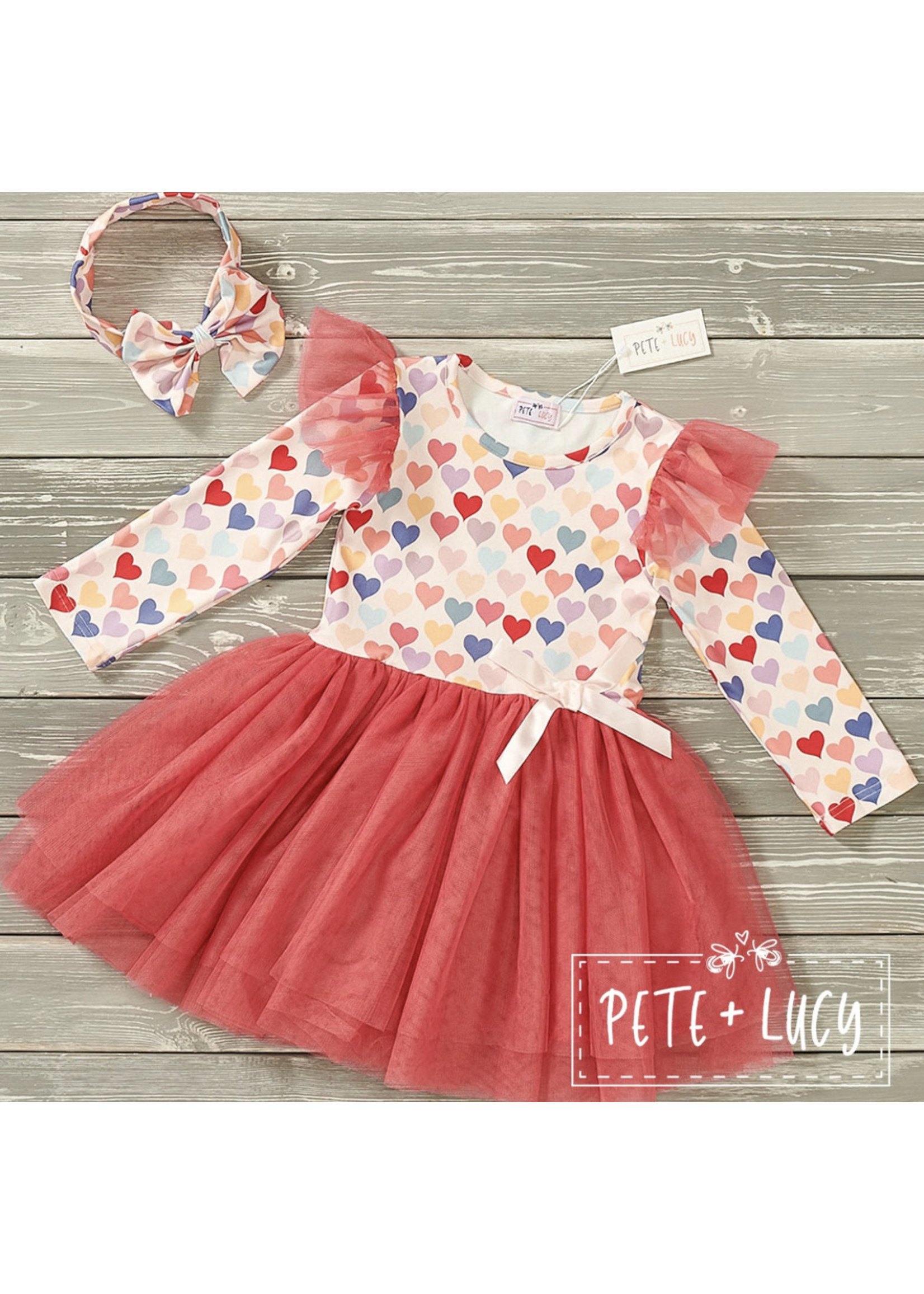 Pete & Lucy Pastel Hearts Tulle Dress