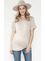 Story Teller Open SS Front Hem Knotted Maternity Top