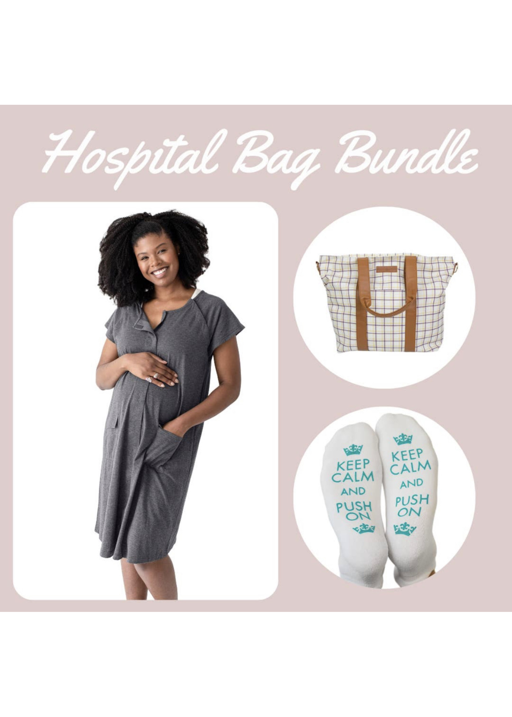 Kindred Bravely Hospital Bag- Tote, Gown, & Socks S/M/L