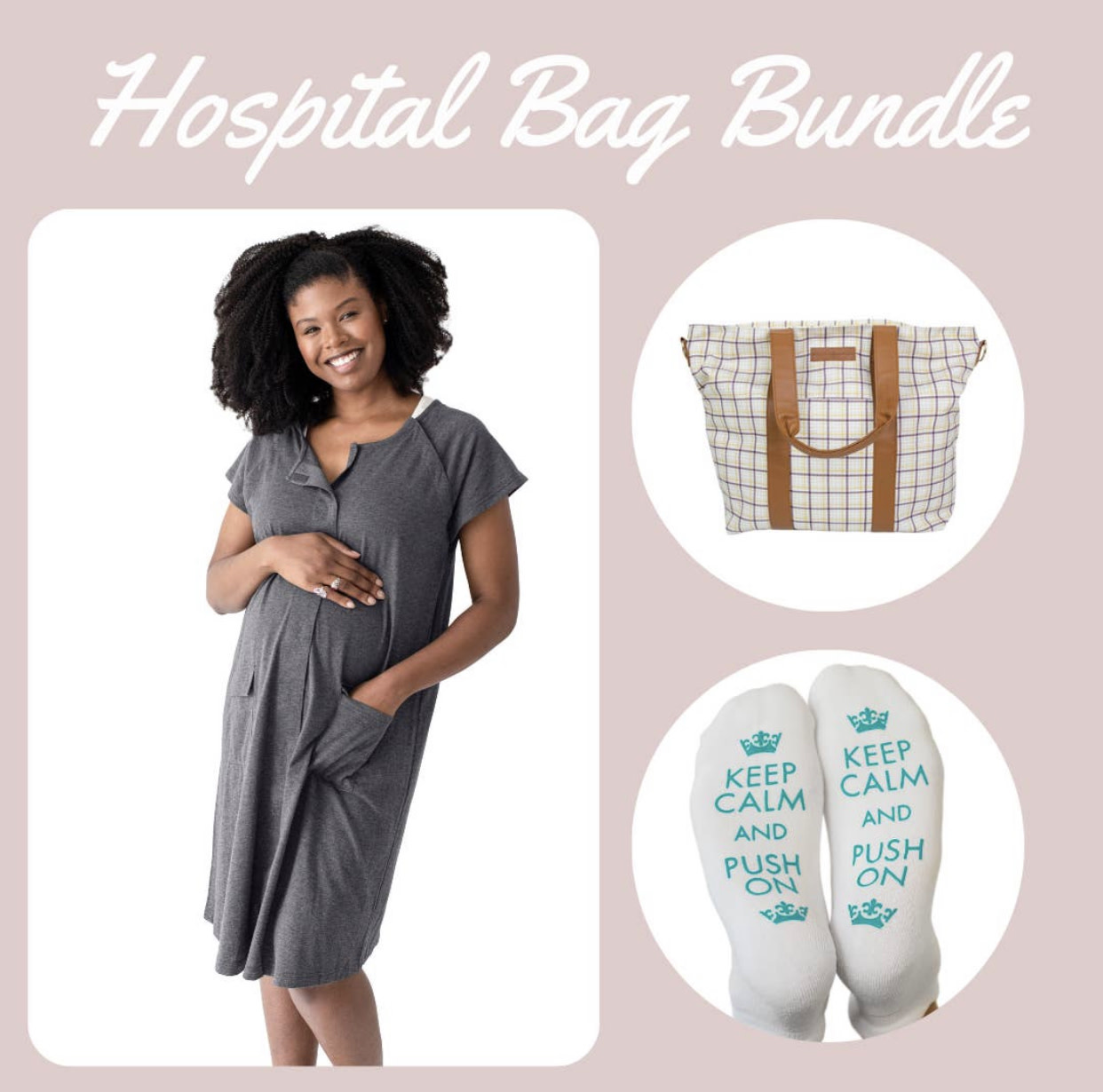 Hospital Bag- Tote, Gown, & Socks XL/XXL - Mommas, Babies, and