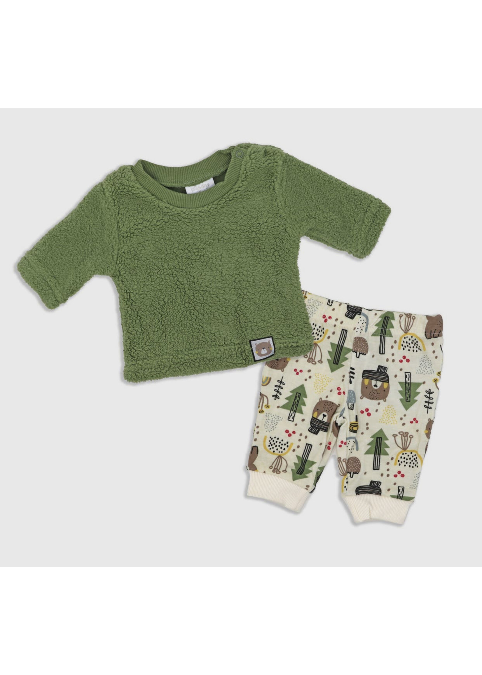 Sterling Baby Green Forest Bear Sherpa Set