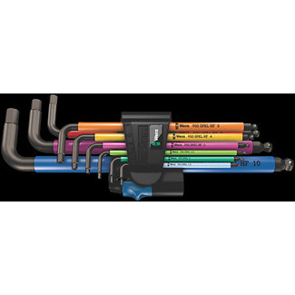 Wera Tool 950 SPKL Long, Hex Wrench, 9pcs Set, Long Arm Hex, Set, Metric