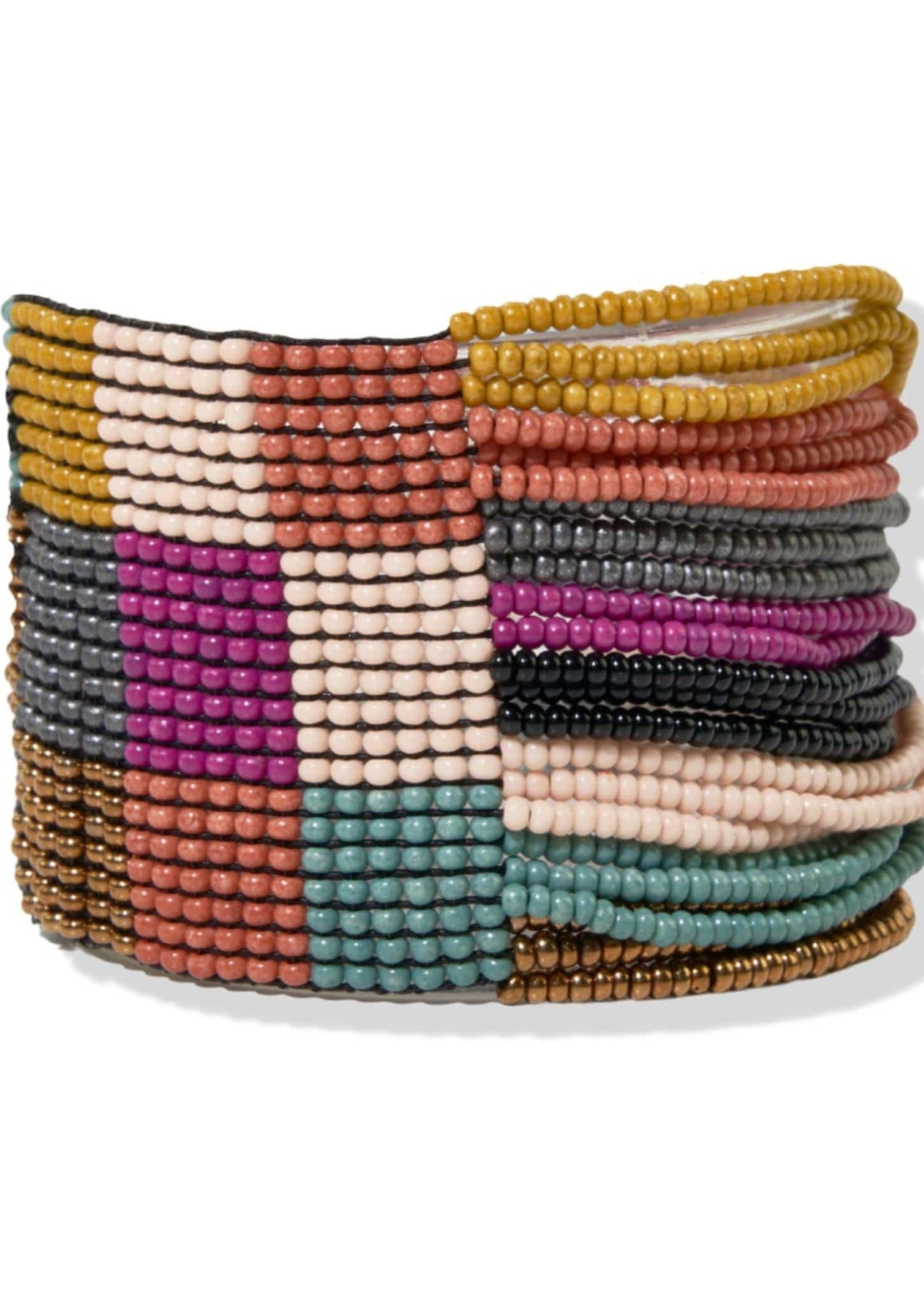 Ink & Alloy Muted check woven stretch bracelet