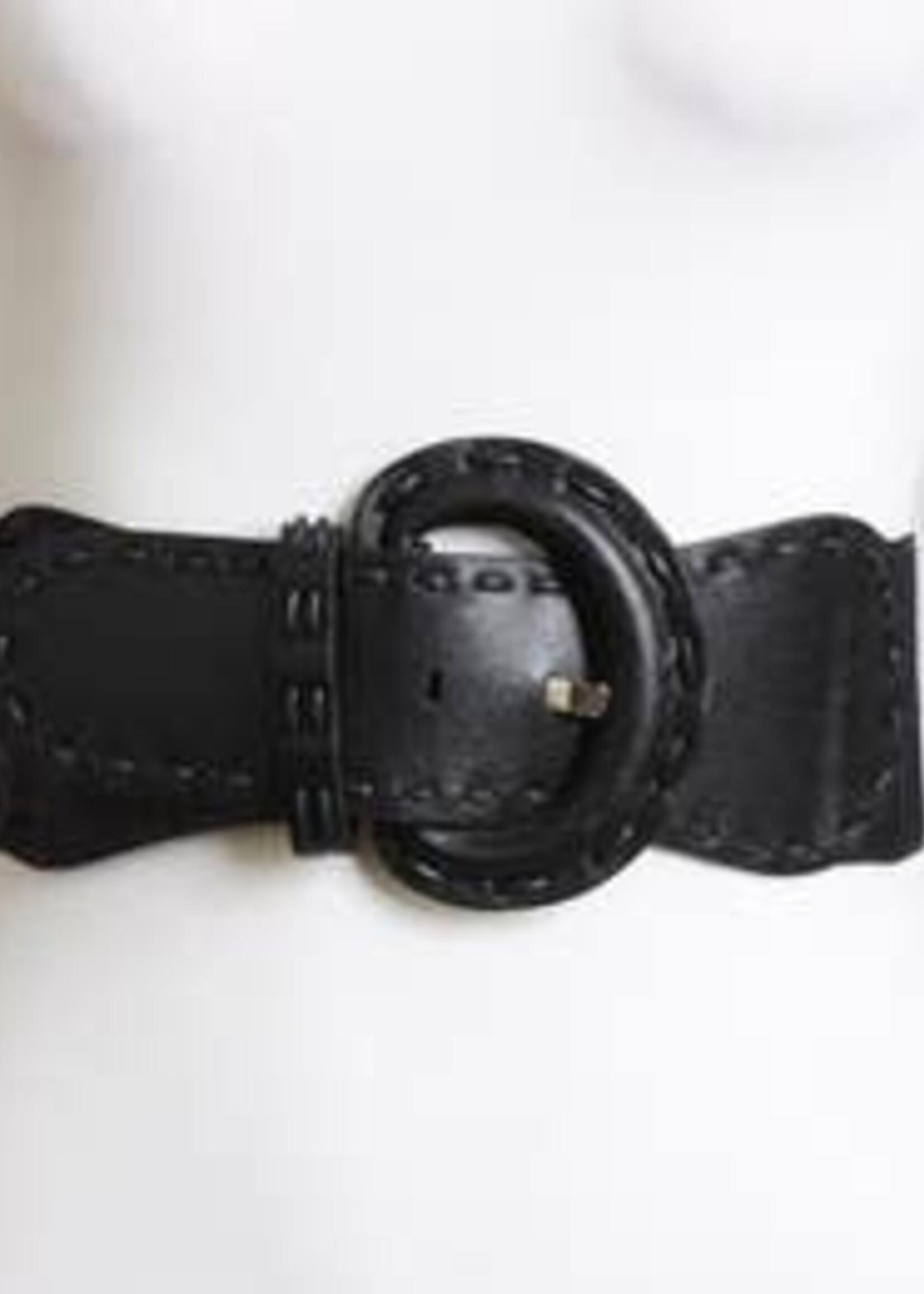 leto accessories Wide Black stretch belt with stitch