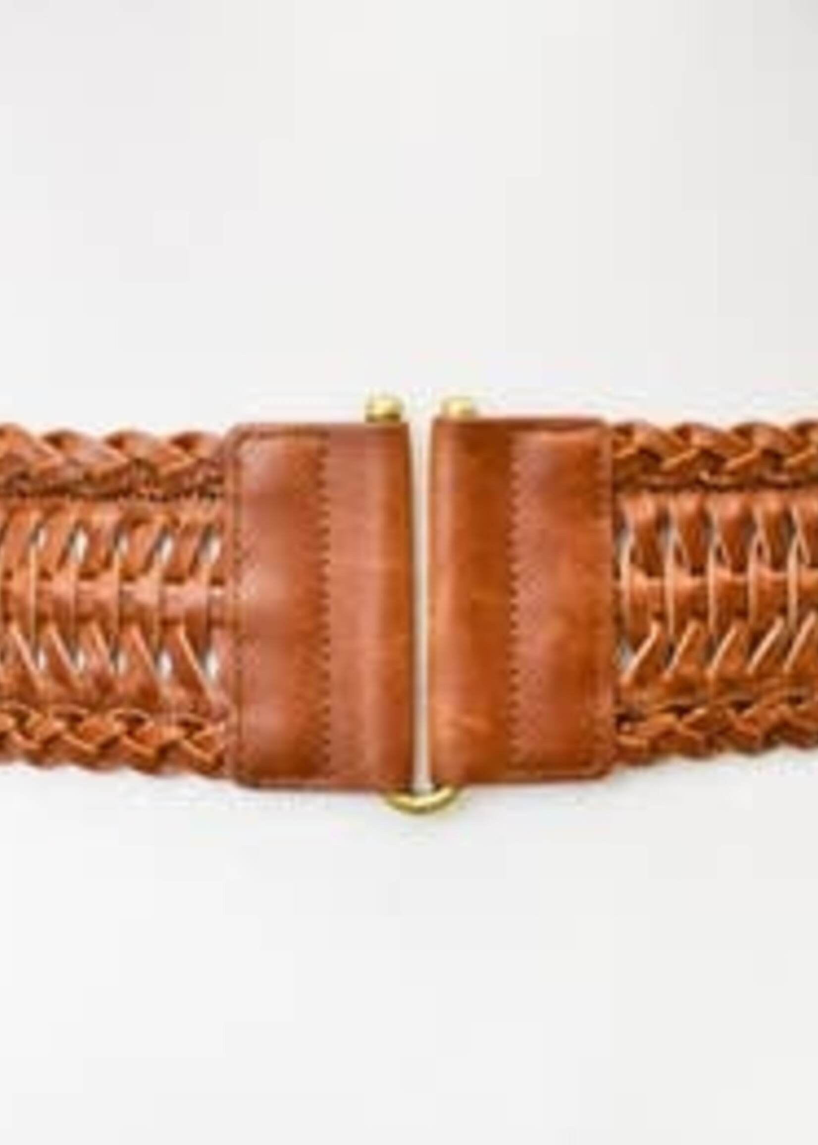 Thick braided stretch belt -brown