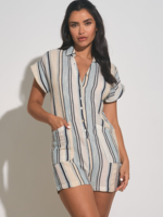 Elan Striped Jumpsuit with buttons