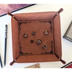 Emberglow Vegan Leather Dice Rolling Tray: Dragon Border: Chestnut